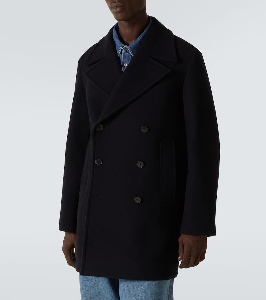 AURALEE Wool Melton Peacoat in Black for Men | Lyst UK