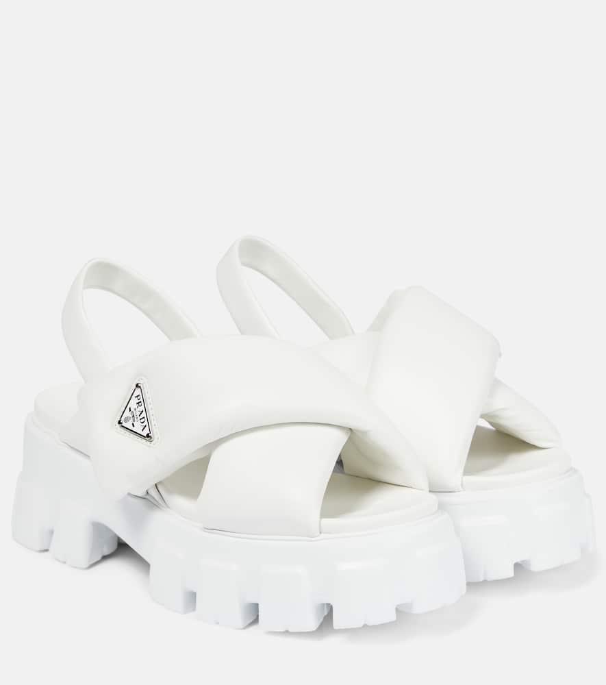 Prada Monolith 55mm Nappa Leather Sandals in White | Lyst