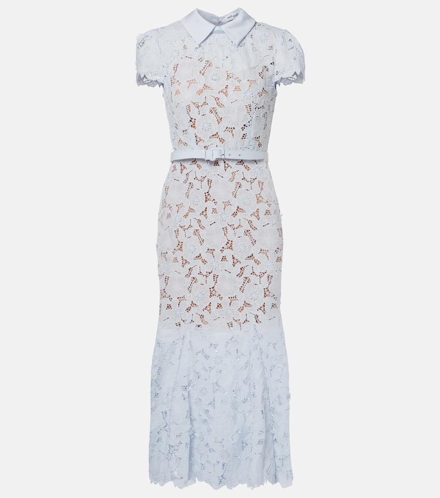 self-portrait floral guipure lace midi dress SELF-PORTRAIT Embroidered guipure lace midi dress
