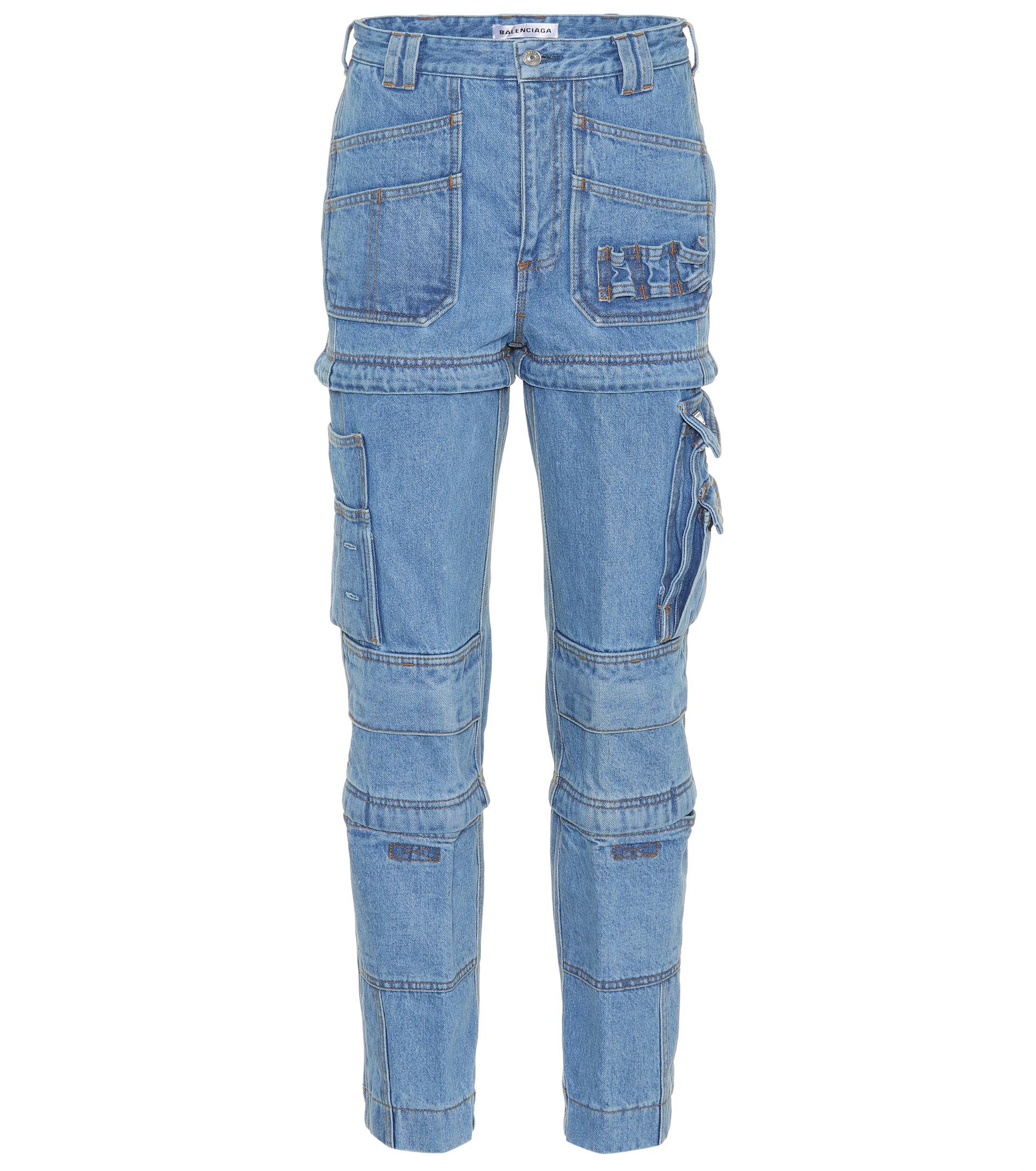 Multi-zip High-waisted Jeans in Blue 