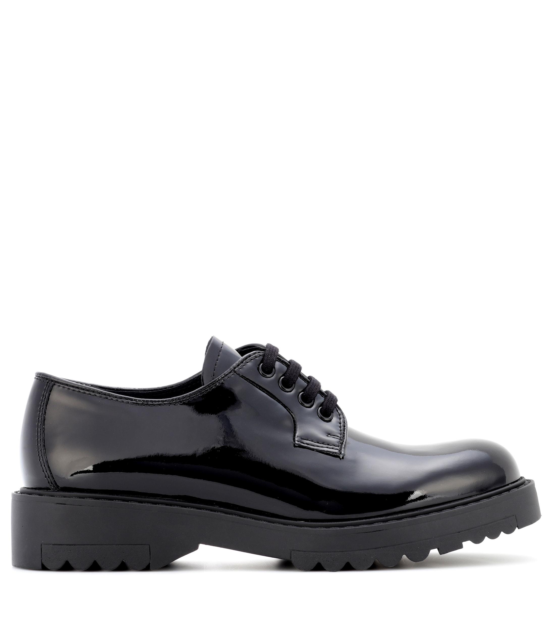 Prada Derby Patent Leather Shoes in Black - Lyst