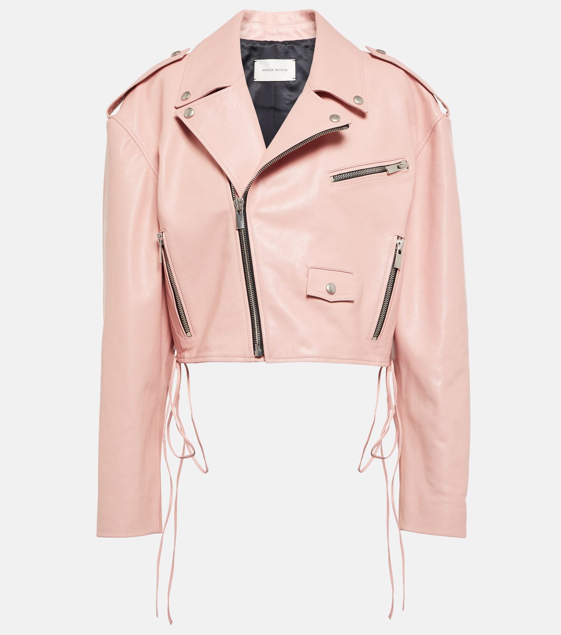 Magda Butrym Cropped Leather Jacket in Pink | Lyst