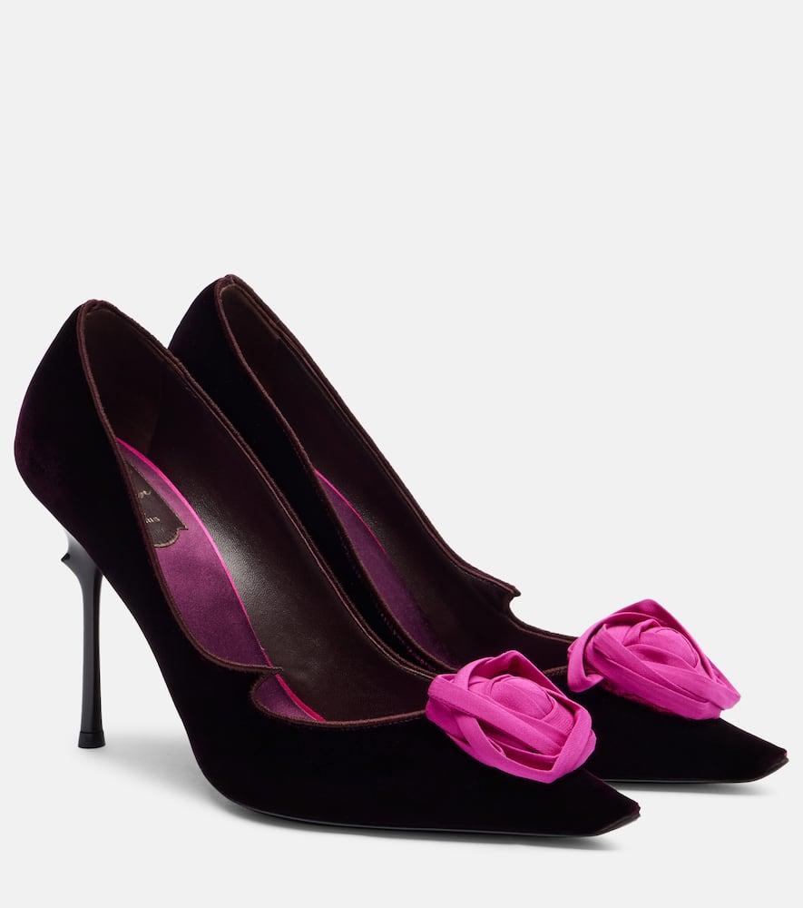 Roger Vivier Epine Rose 100 Floral Velvet Pumps in Purple Lyst