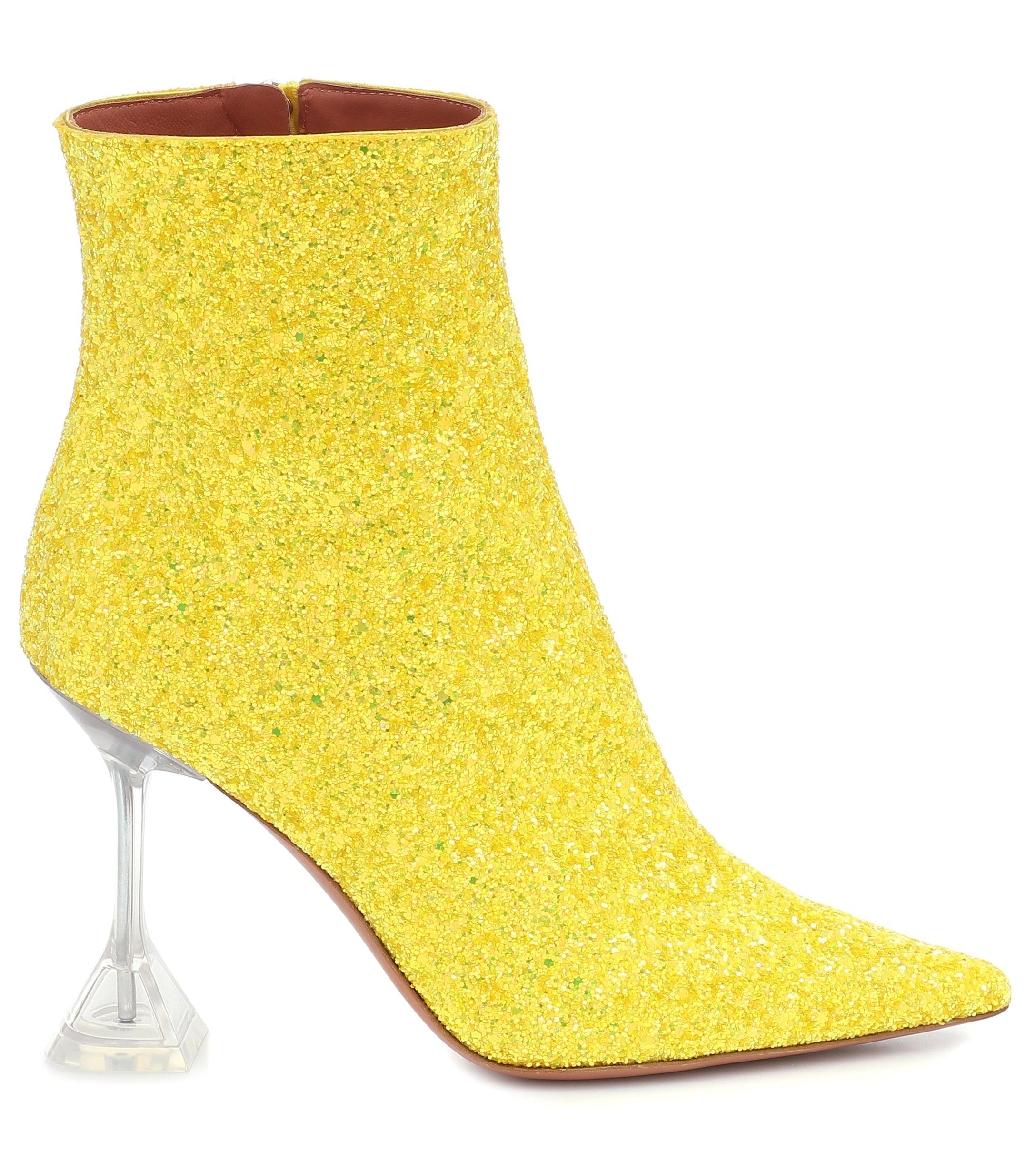 yellow amina muaddi shoes