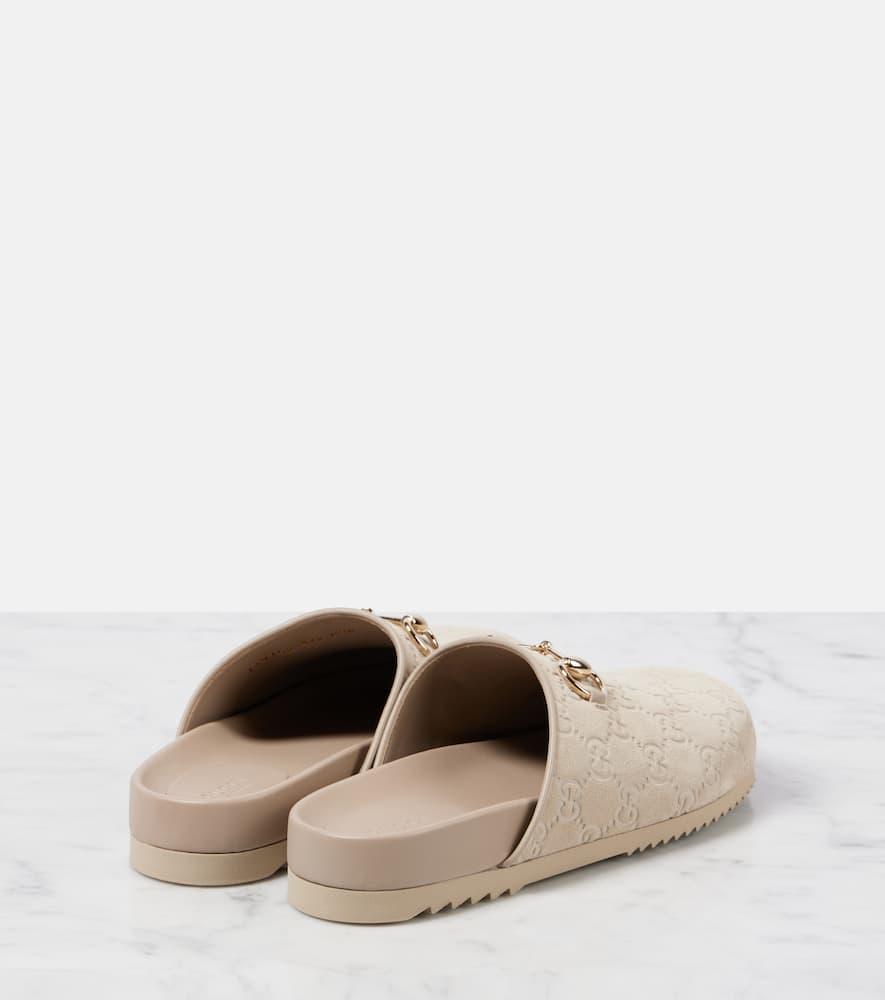 Gucci Gg Horsebit Suede Mules in Natural | Lyst