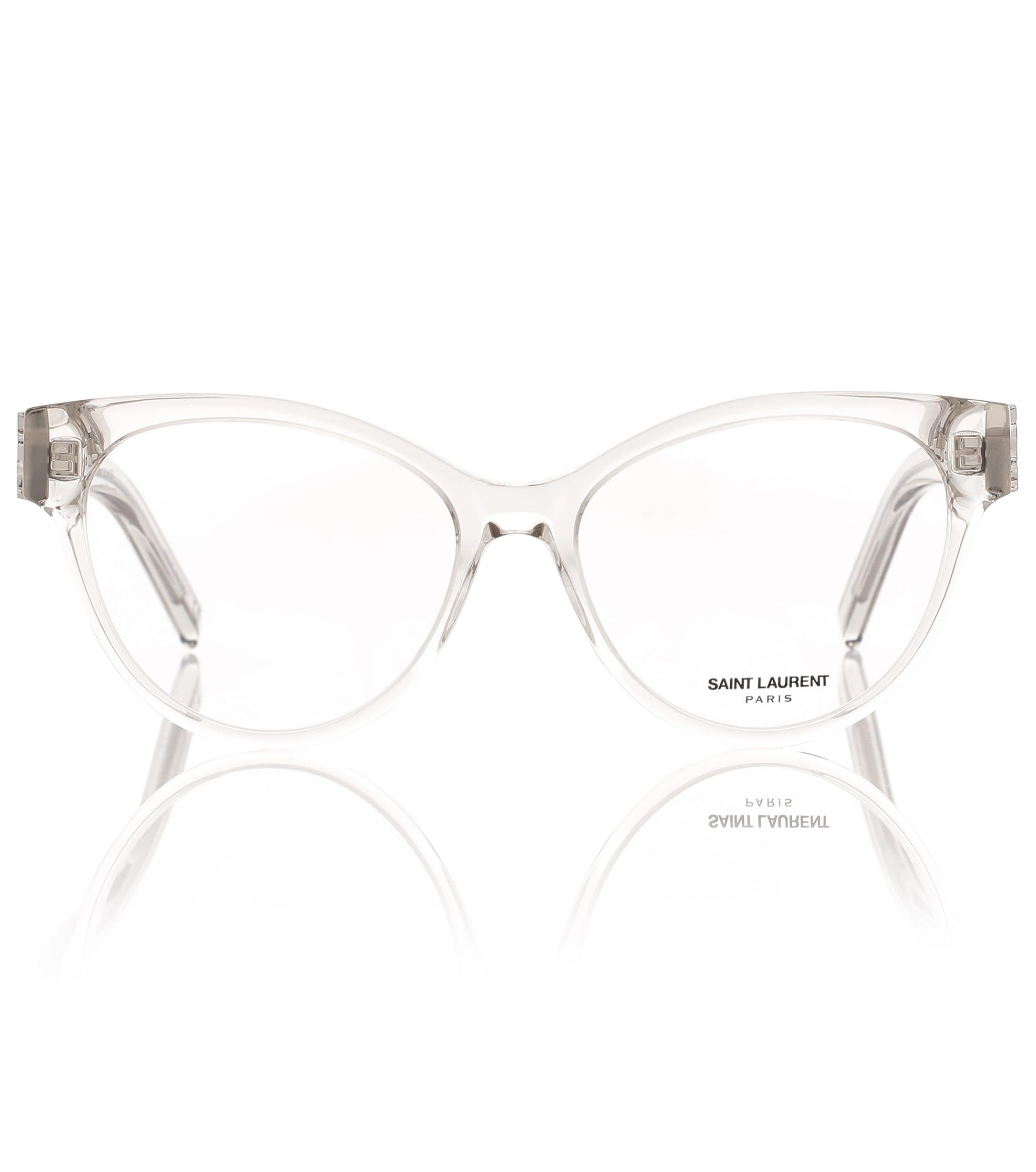 Saint Laurent Sl M34 Round Glasses In Beige Natural Lyst