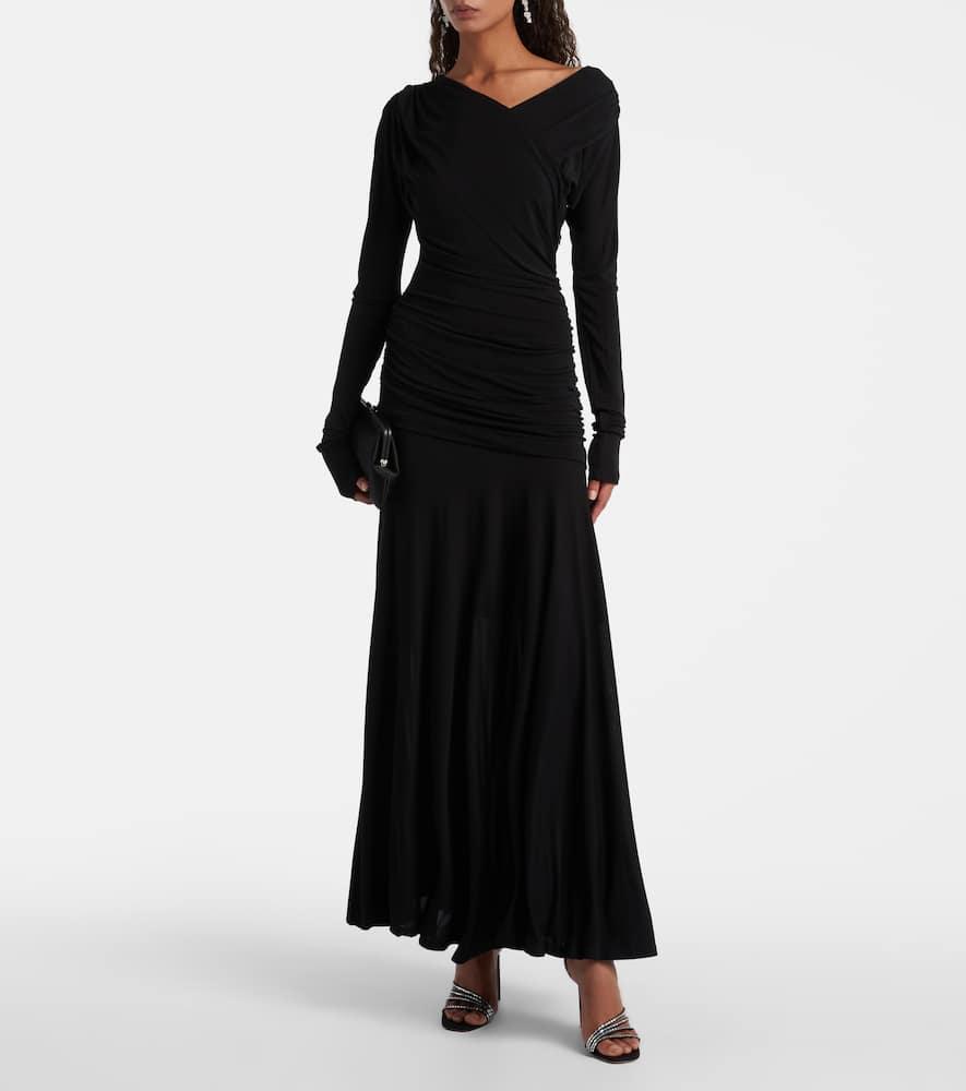 【関税込み】Ganni Flared dress Multicolour Multicolour Pleated Georgette V-neck Flounce