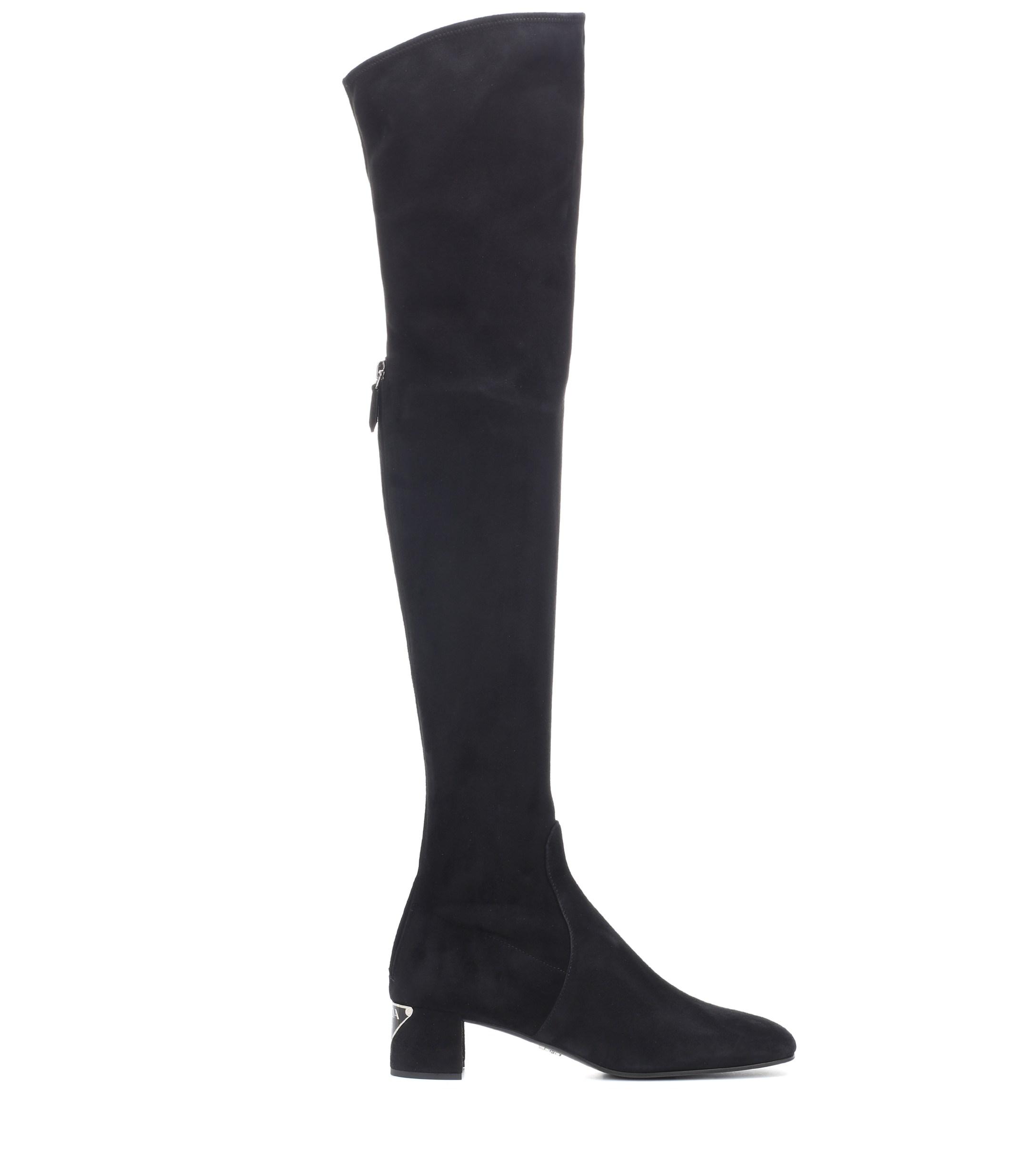 prada suede knee boots