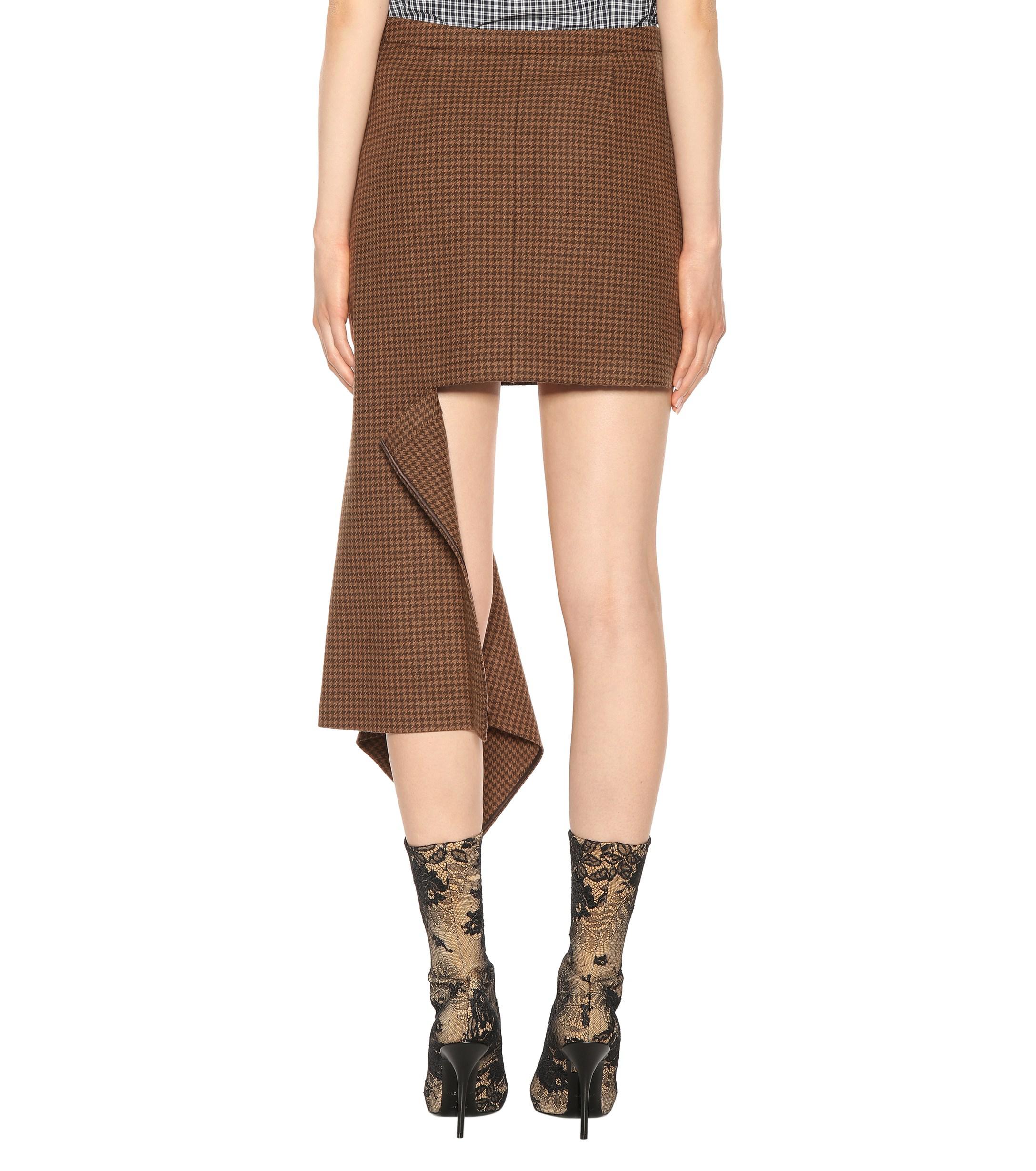 Balenciaga Asymmetric Wool-blend Skirt in Brown - Lyst