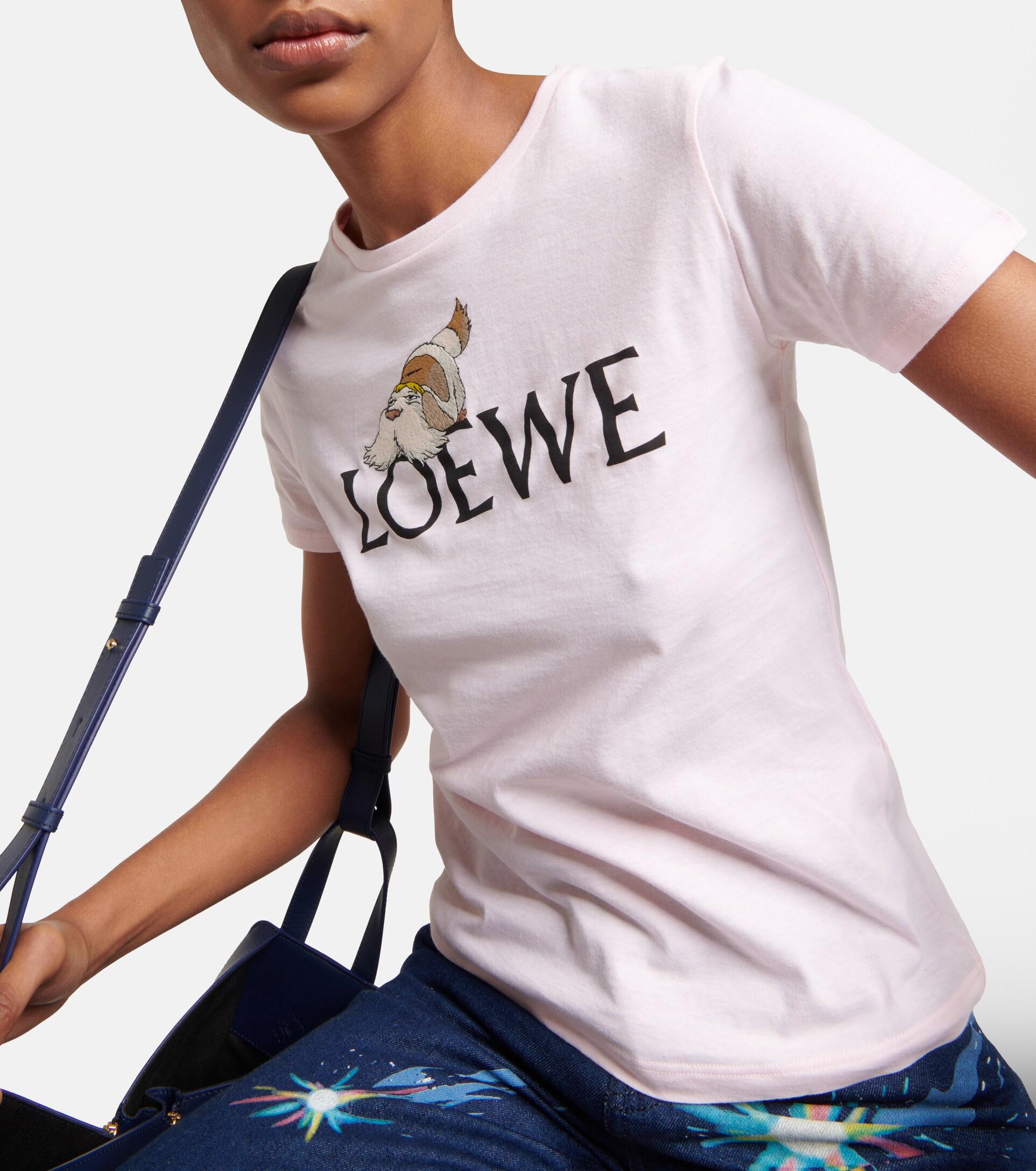 Loewe X Howl's Moving Castle Heen Logo Cotton T-shirt in Pink | Lyst