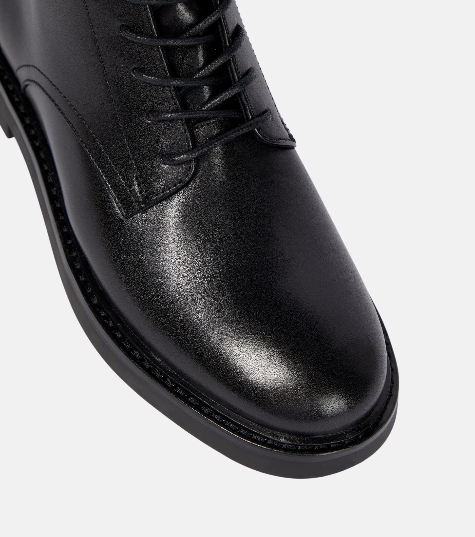 Tory Burch Double T Leather Combat Boots in Black | Lyst