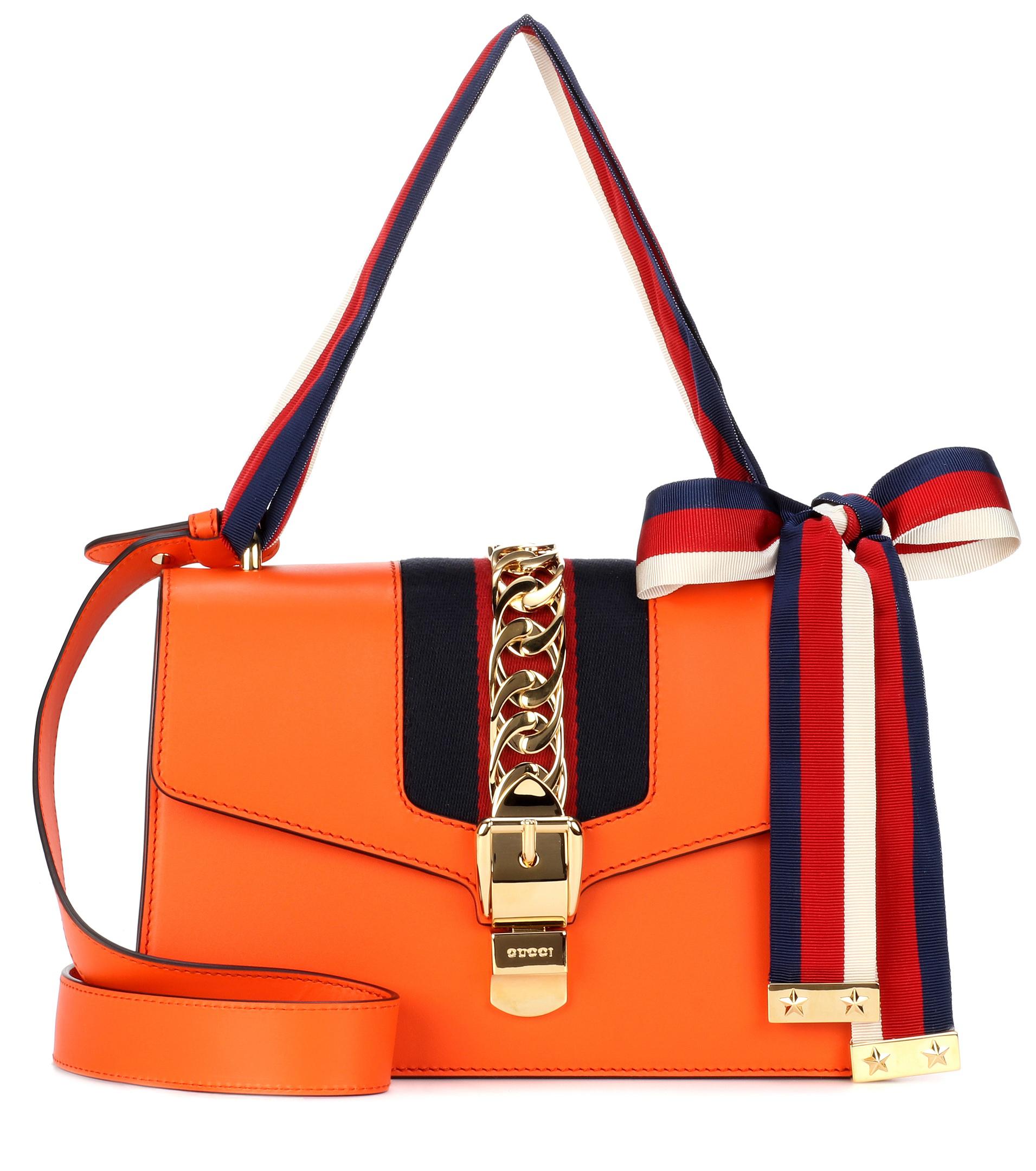 Lyst - Gucci Sylvie Leather Shoulder Bag in Orange