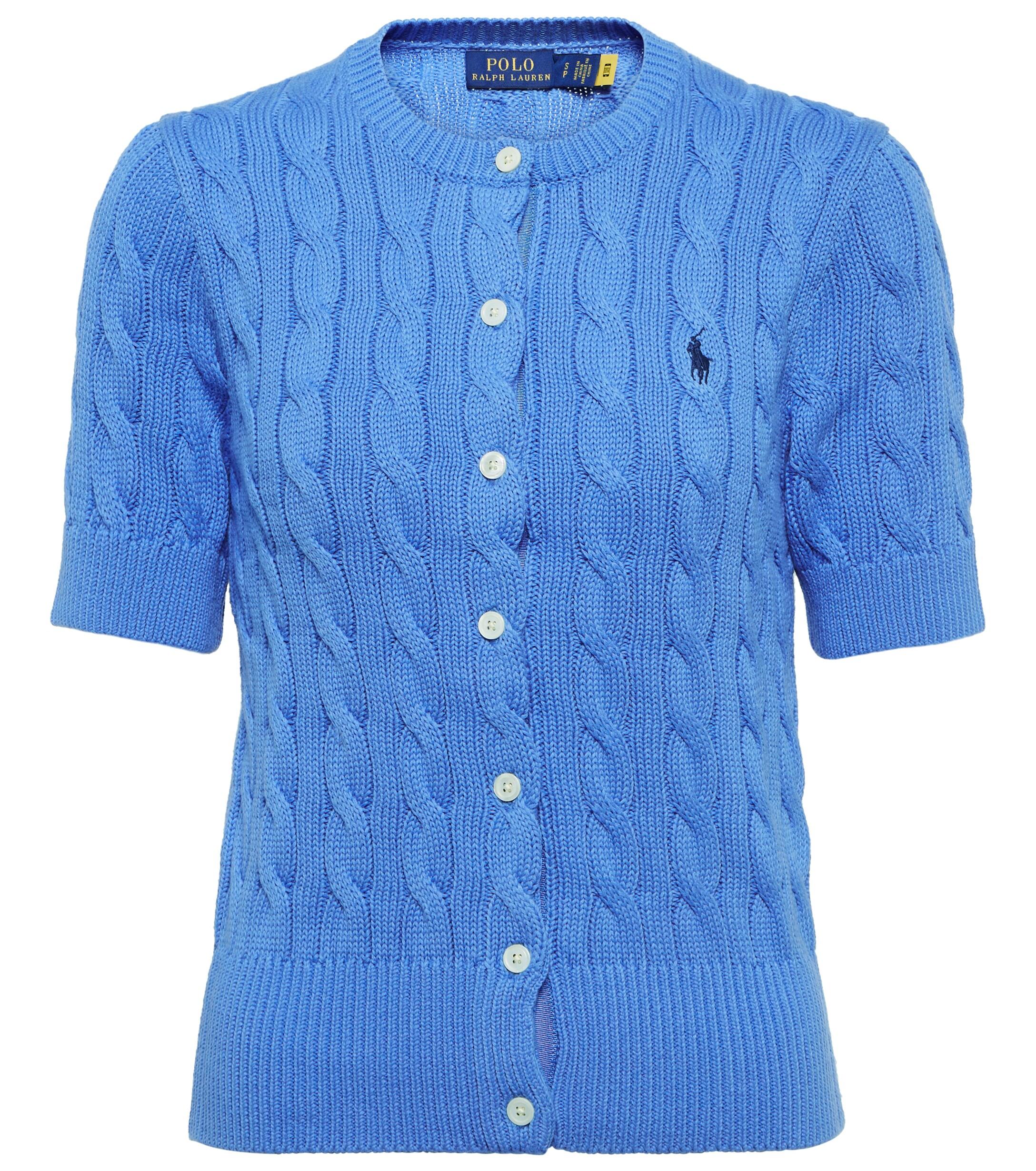 Polo Ralph Lauren Cable-knit Short Sleeved Cardigan in Blue | Lyst UK