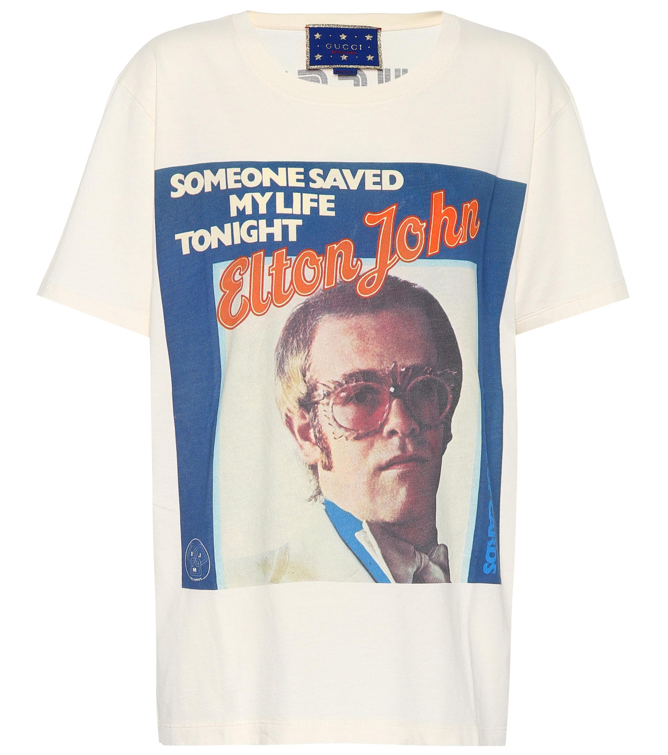 tag Profit Mangler Gucci Elton John Printed T-shirt in Natural | Lyst