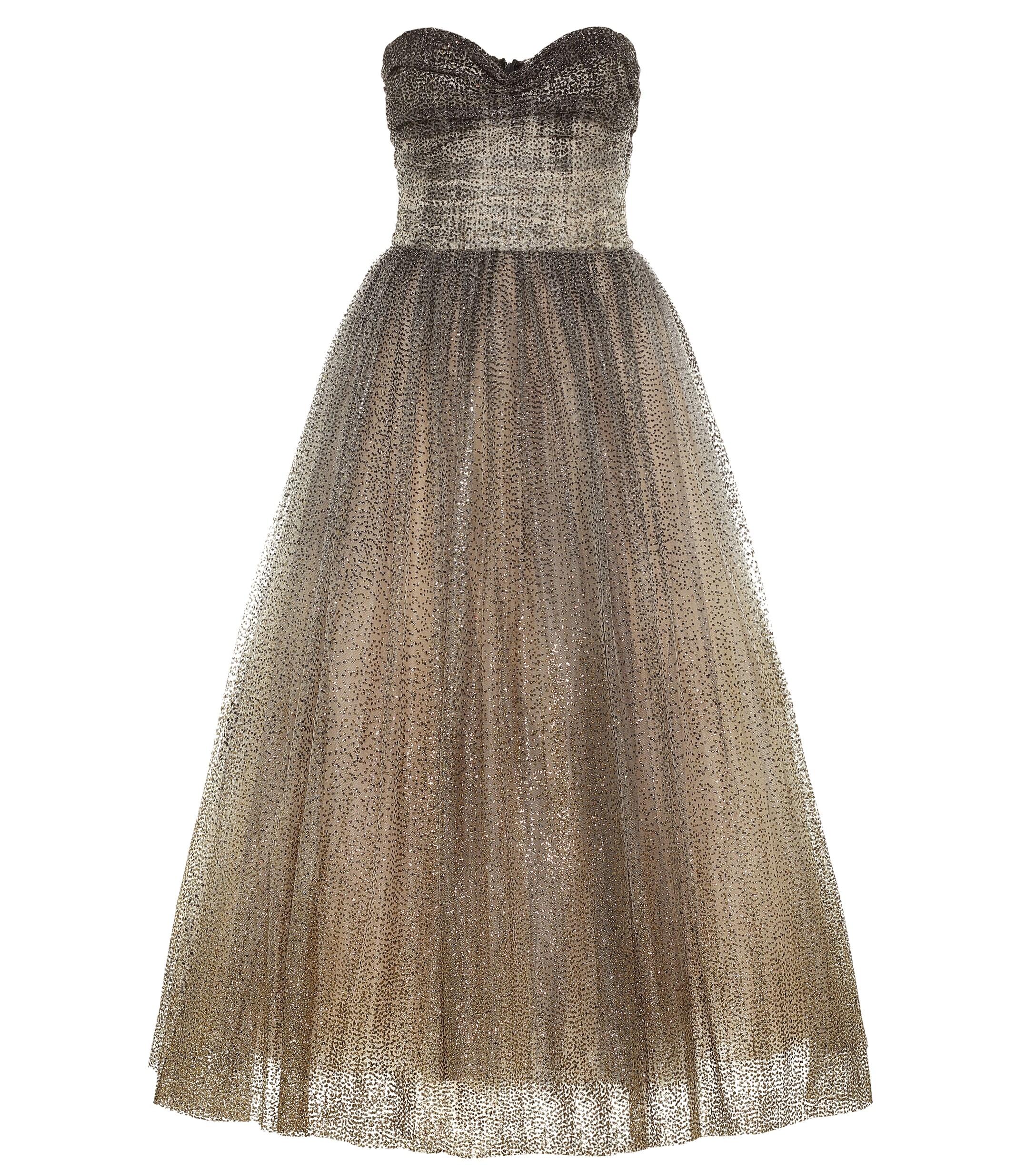 Monique Lhuillier Strapless Tulle Gown in Black (Metallic) | Lyst