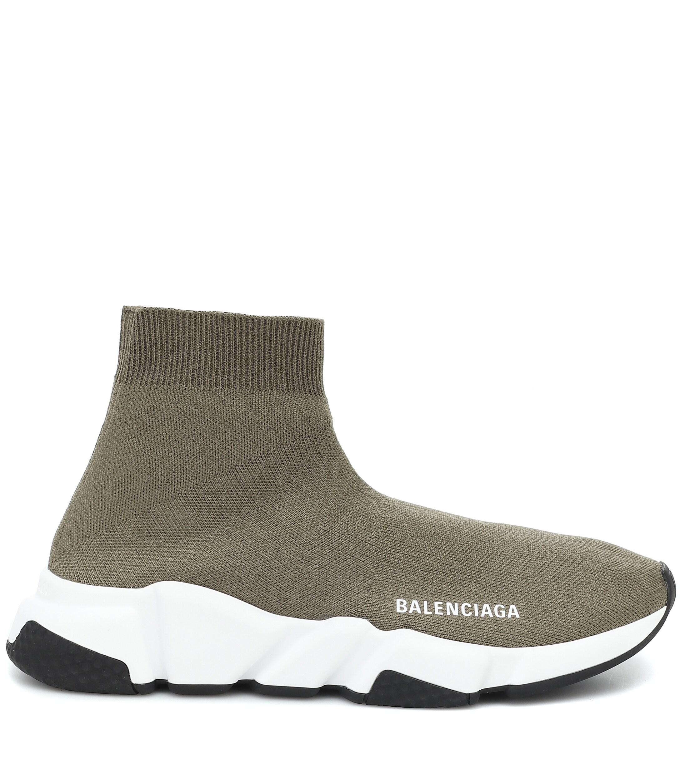 Speed Olive Stretch-knit Sneakers 