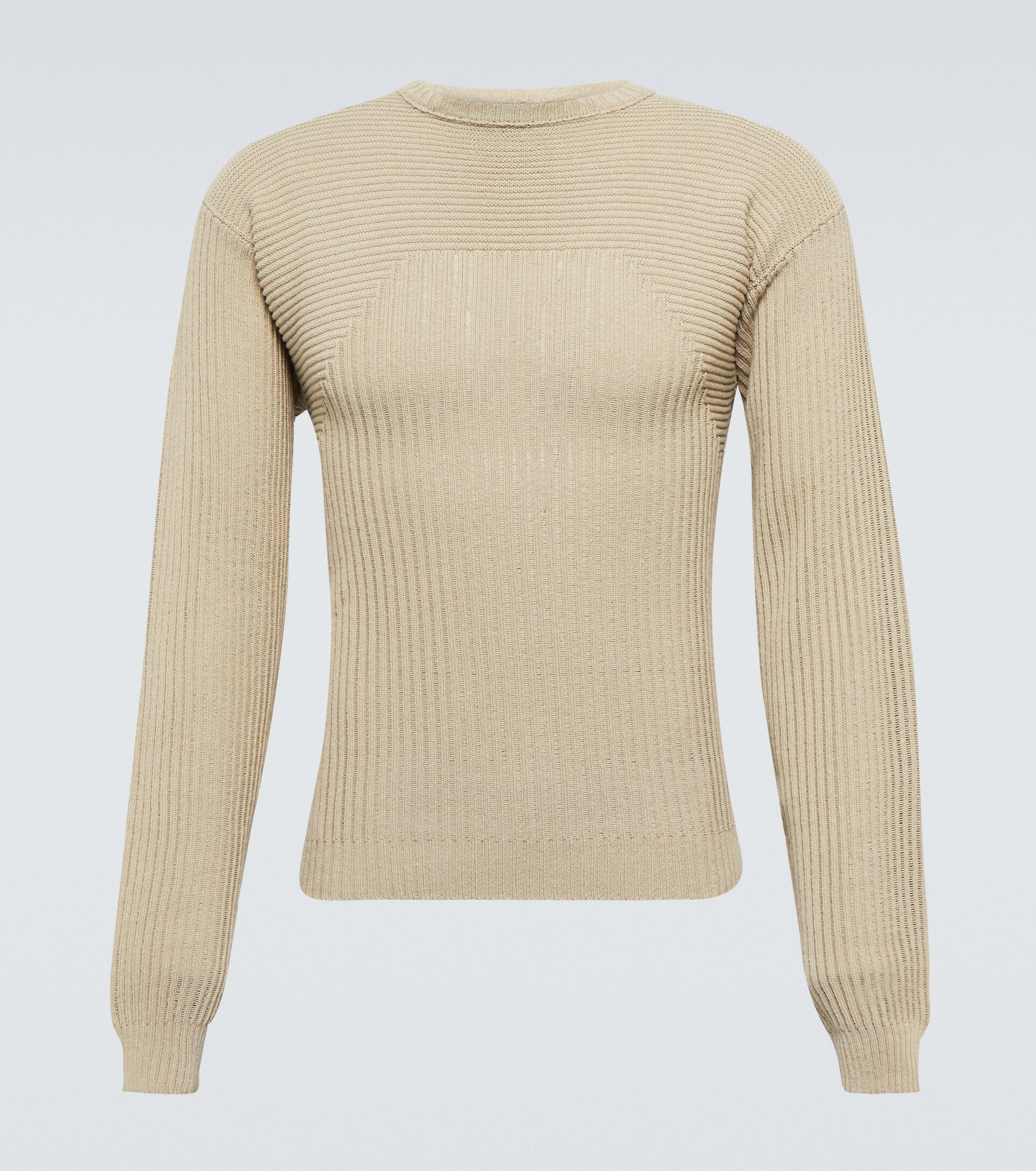 Rick Owens Ribbed-knit Cotton Sweater in Natural for Men | Lyst