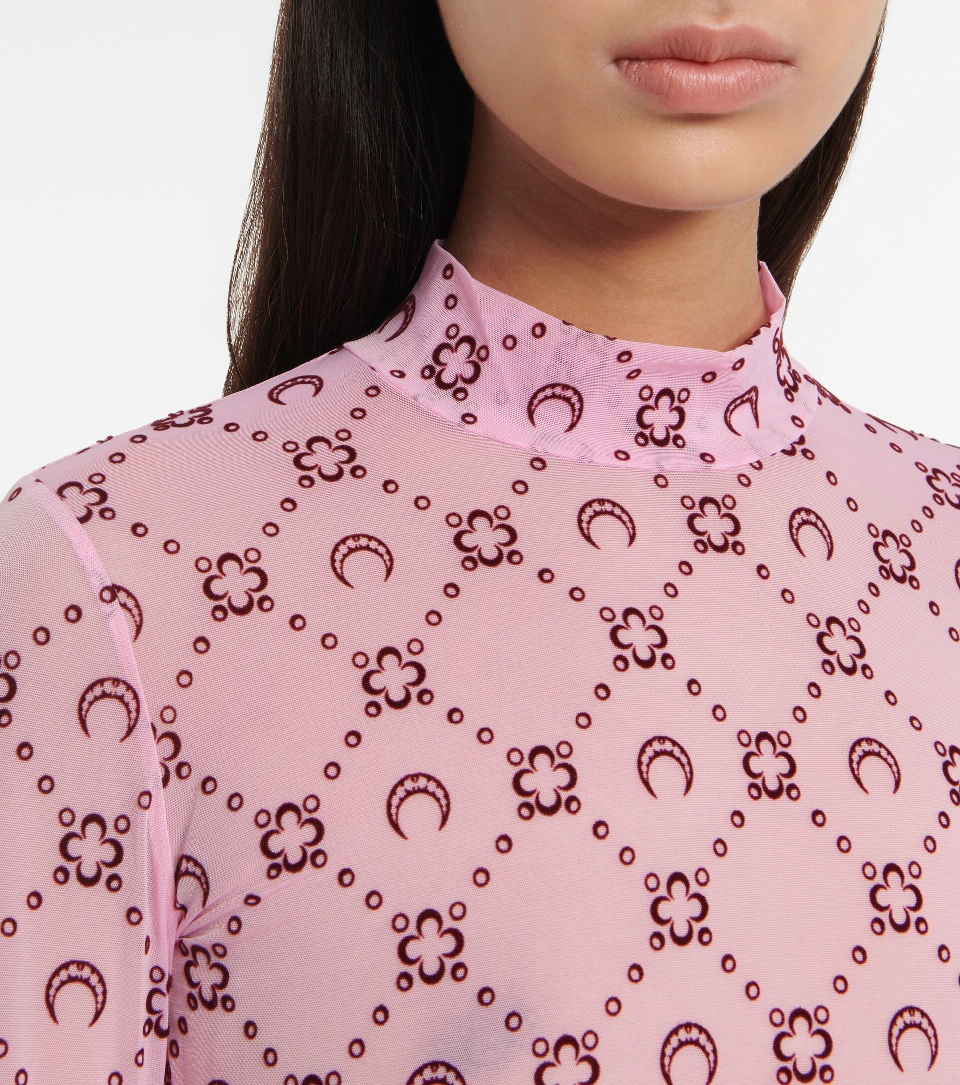 Marine Serre Moonogram Mesh Mockneck Top in Pink | Lyst