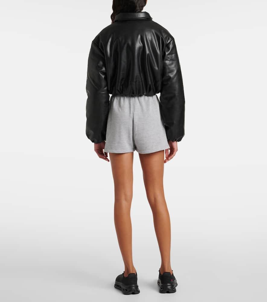 Alo Yoga Premier Faux Leather Bomber Jacket in Black | Lyst