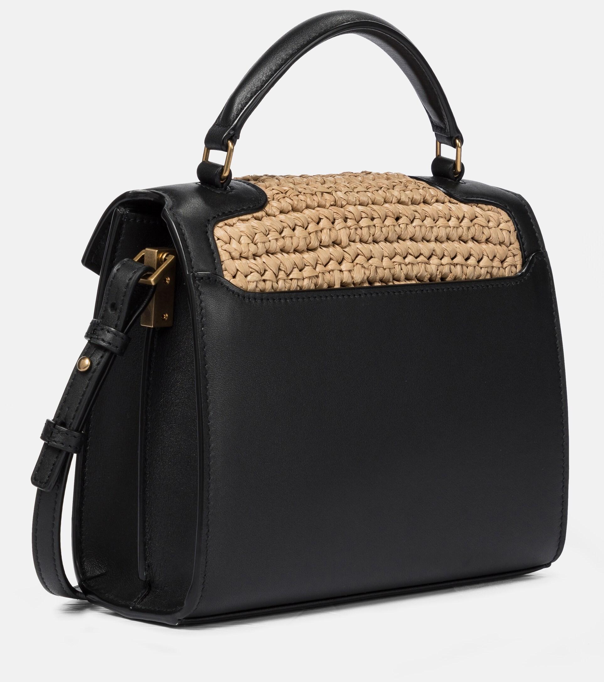 cassandra leather trim raffia tote