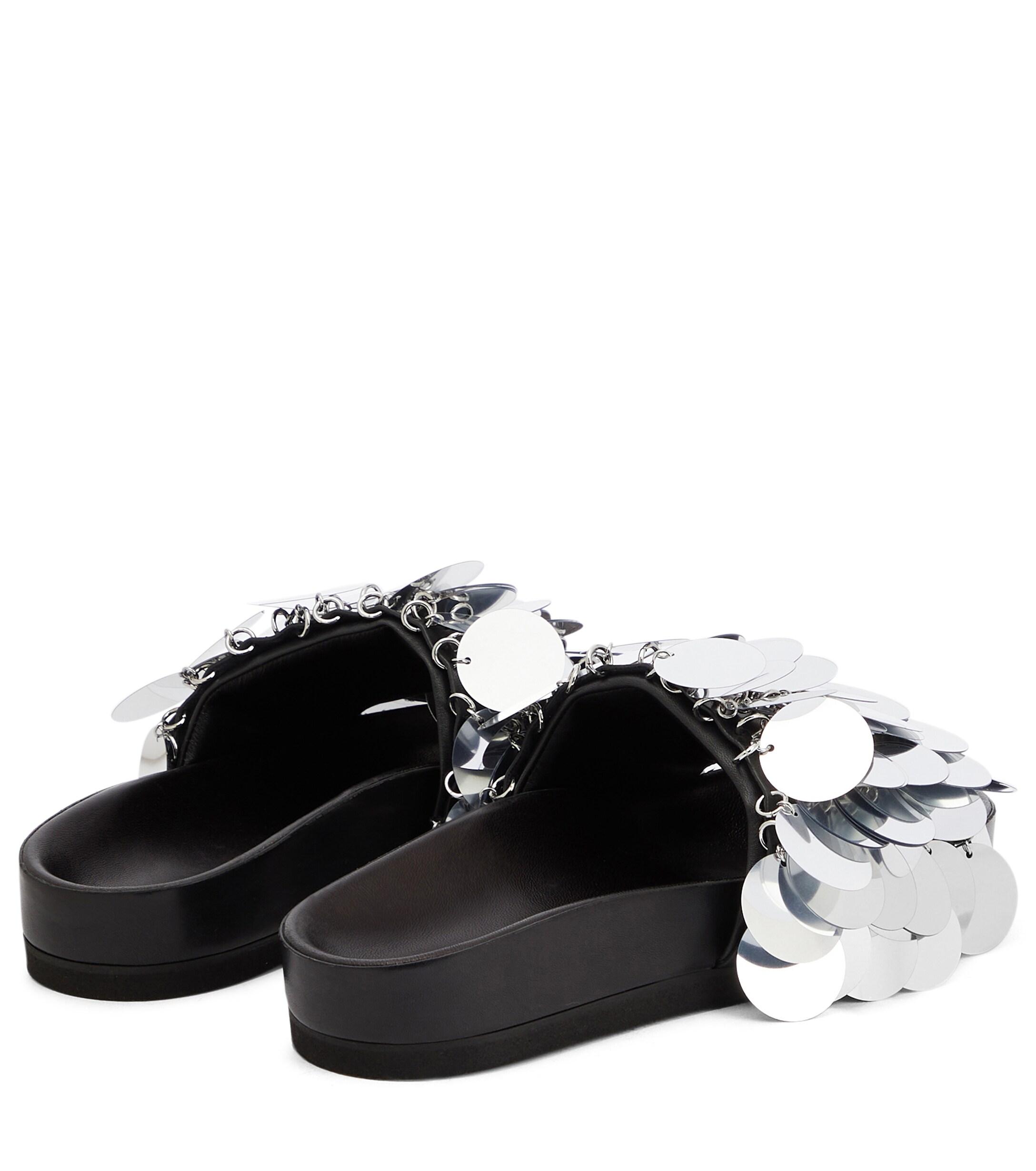 Tongs XL Link en cuir Cuir Paco Rabanne en coloris Noir Femme Chaussures plates Chaussures plates Paco Rabanne 