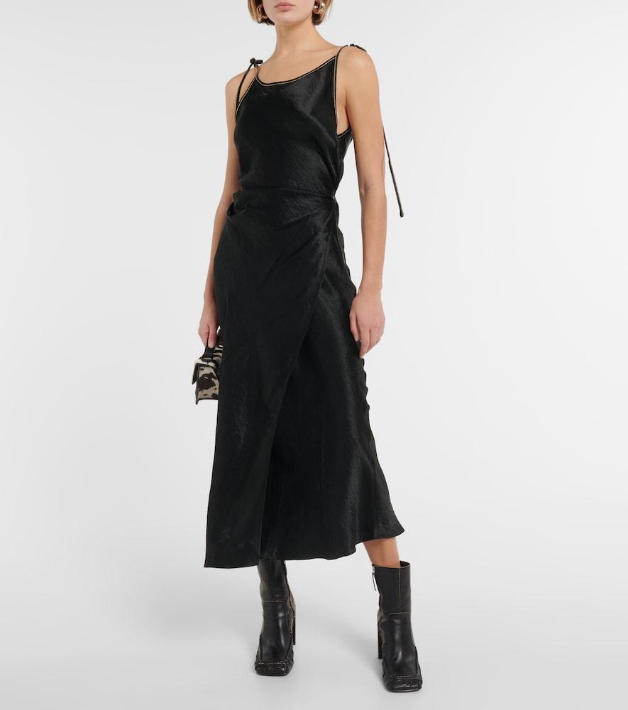 Acne Studios Dayla Satin Midi-dress in Black | Lyst
