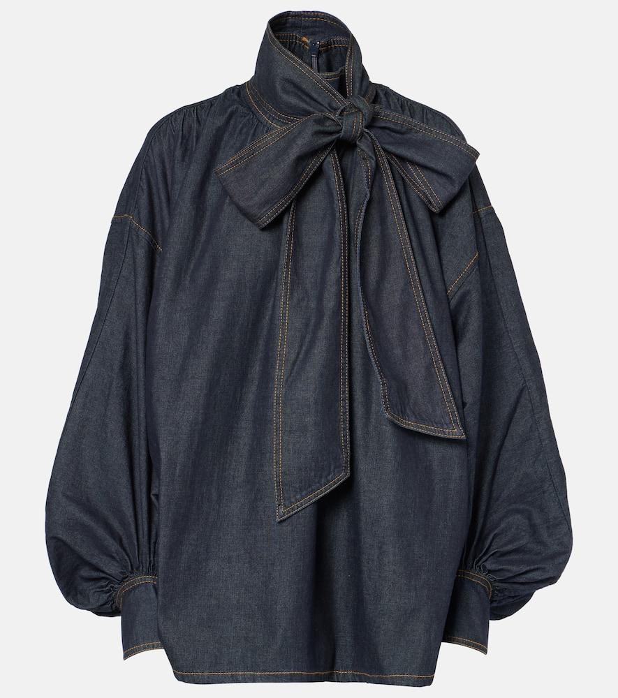 Zimmermann Girls Alight Denim Blouse in Navy