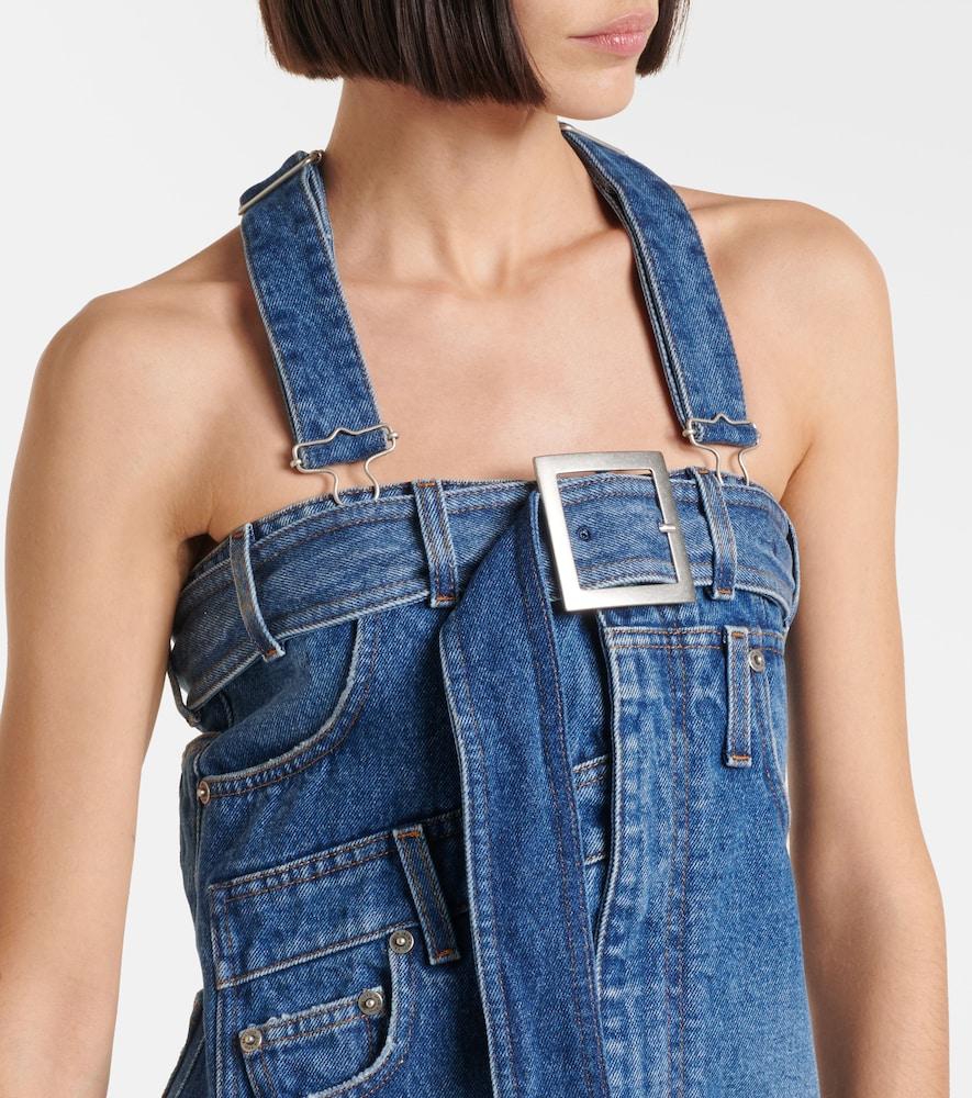 jean paul gaultier denim dress Jean Paul Gaultier Blue Denim Iconic Cups Maxi Dress