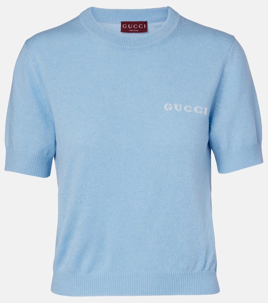 Tシャツ・カットソー GUCCI Women Tops 788835Z8BSV4375 Blue Women's Gucci Short-sleeve tops | Lyst