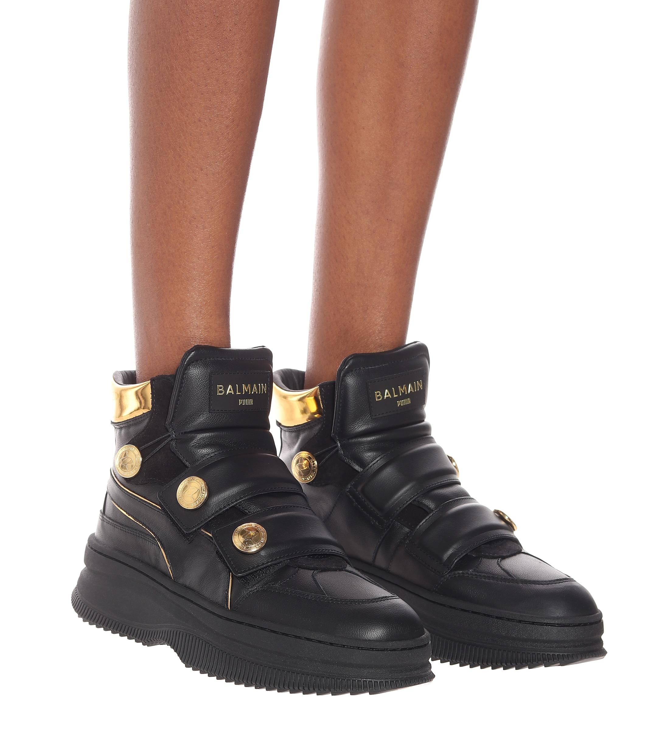 PUMA Leather X Balmain Deva Straps Women's Shoes in Black | Lyst Australia