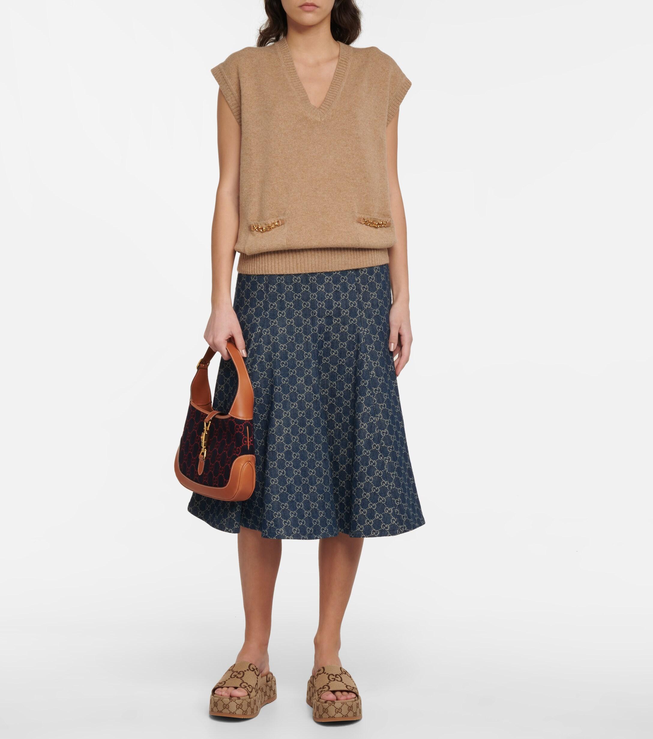 gucci canvas platform slide sandals