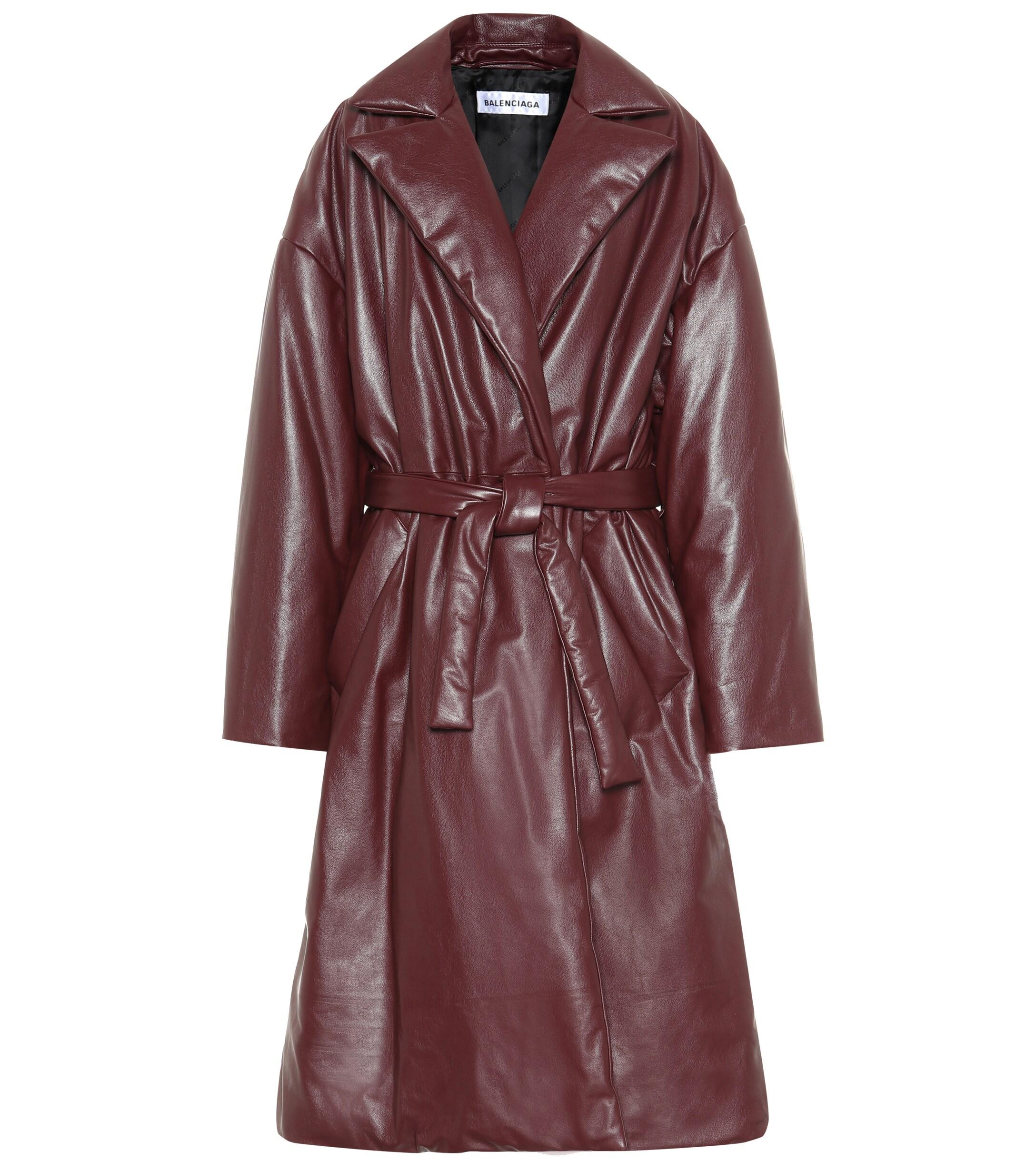 Balenciaga Padded Leather Coat in Brown - Lyst