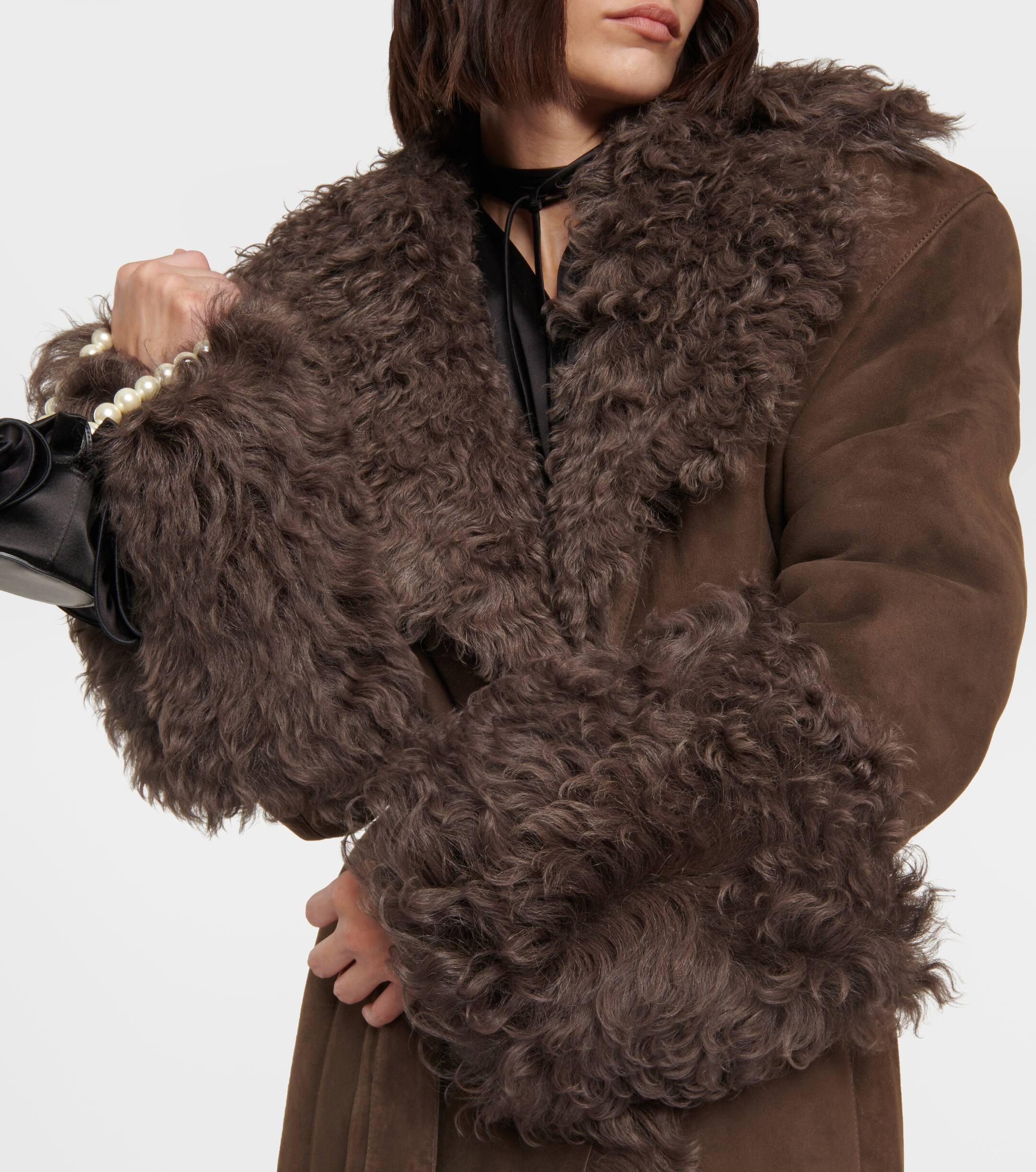 Magda Butrym Suede And Shearling Coat in Brown Lyst UK