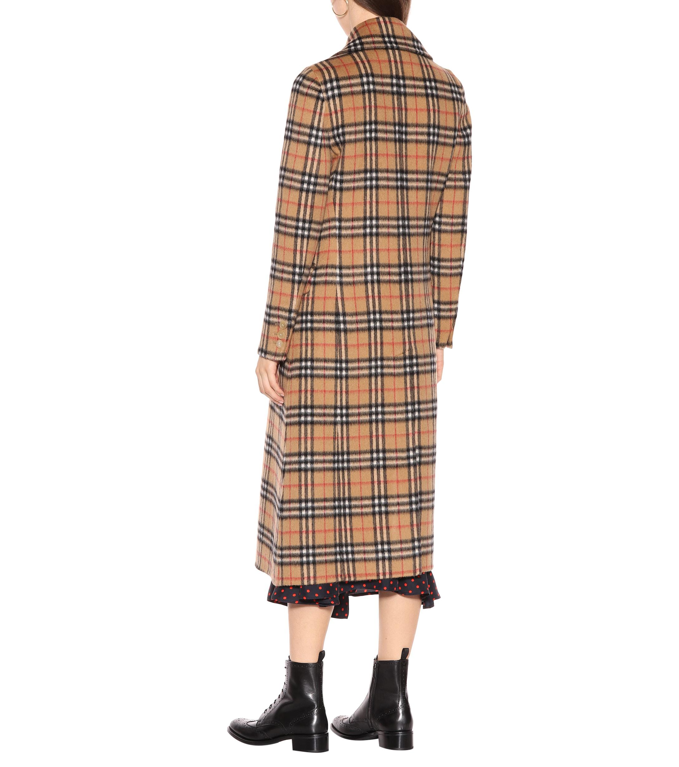 burberry check wool coat