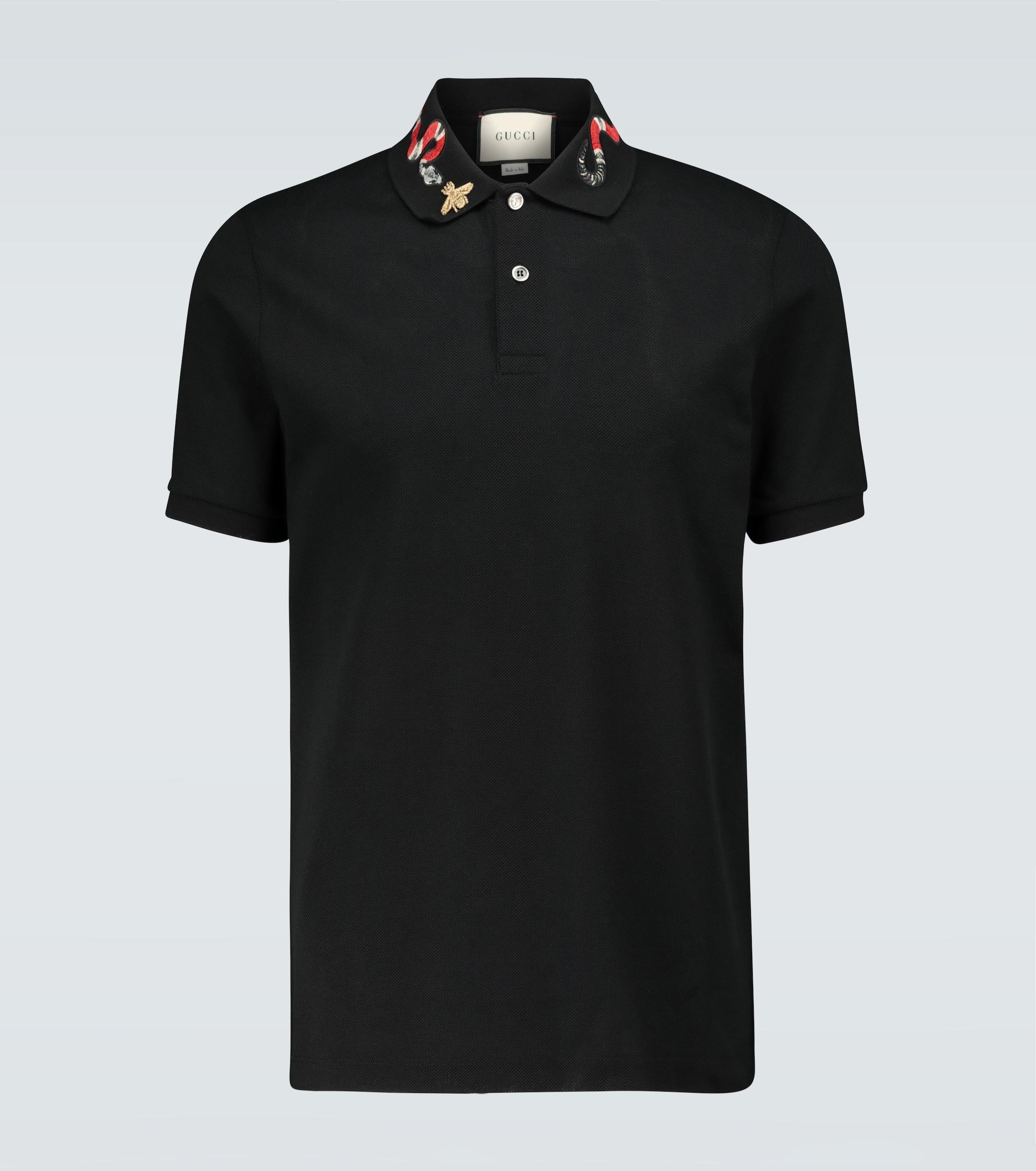 Gucci Cotton Snake Embroidered Polo 
