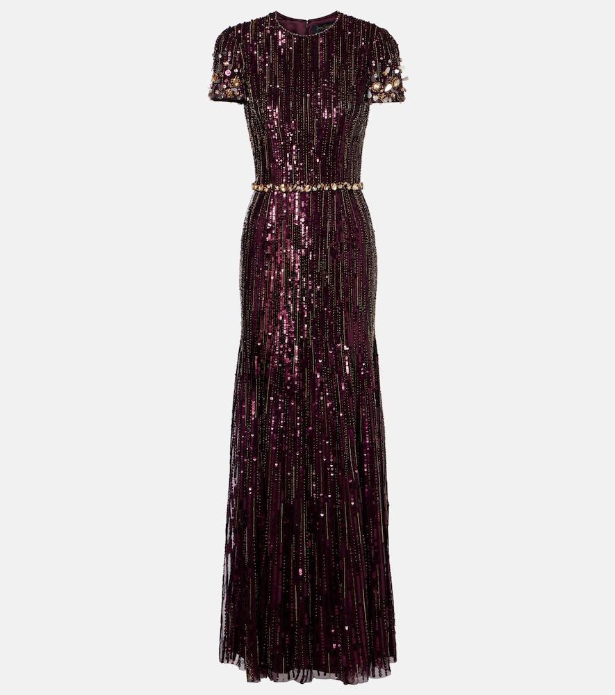 green emerald velvet dress Tracy Studio Crystal - Embellished Long Sleeve Bodycon Full Dress main image 1