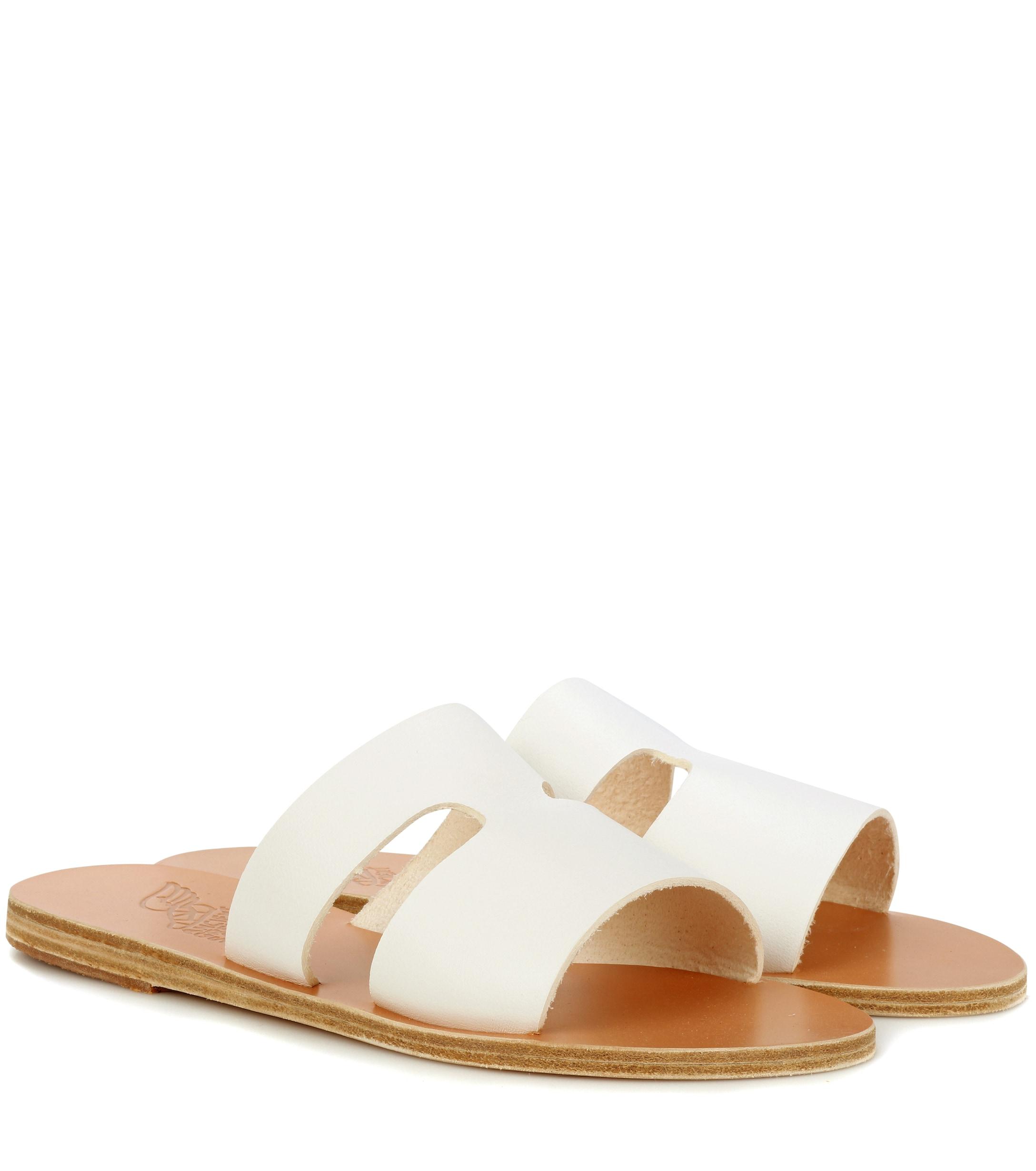 white ancient greek sandals