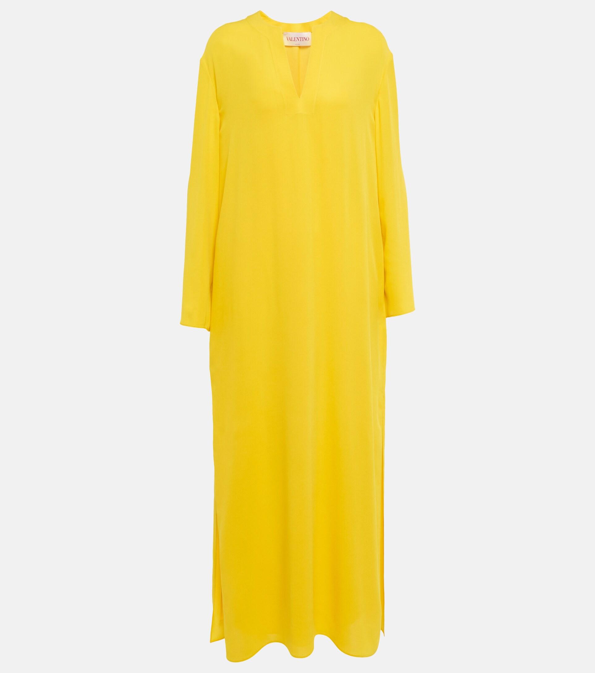 Valentino Silk Georgette Maxi Dress in Yellow | Lyst
