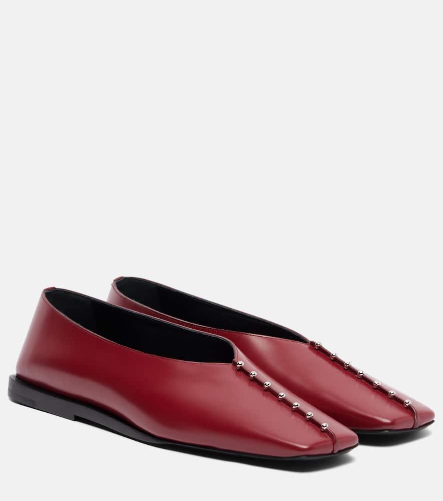 Jil Sander Embellished Leather Ballet Flats in Red Lyst