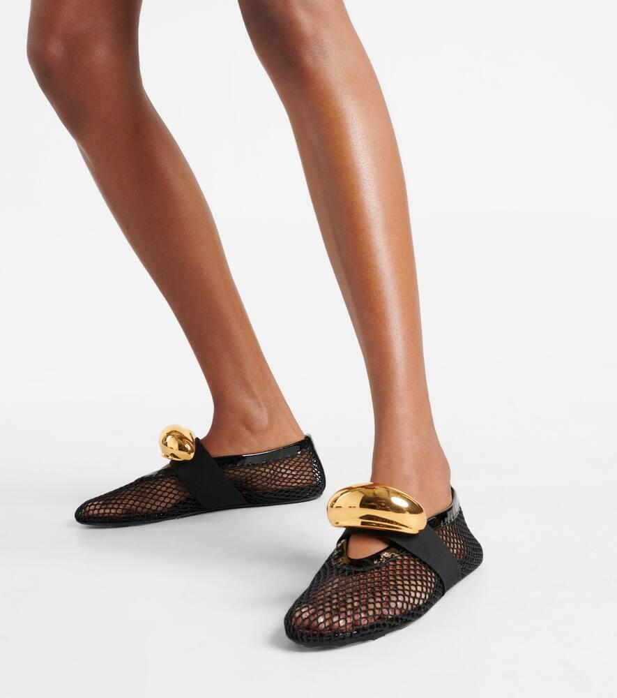 Alaïa Embellished Fishnet Ballet Flats in Black Lyst