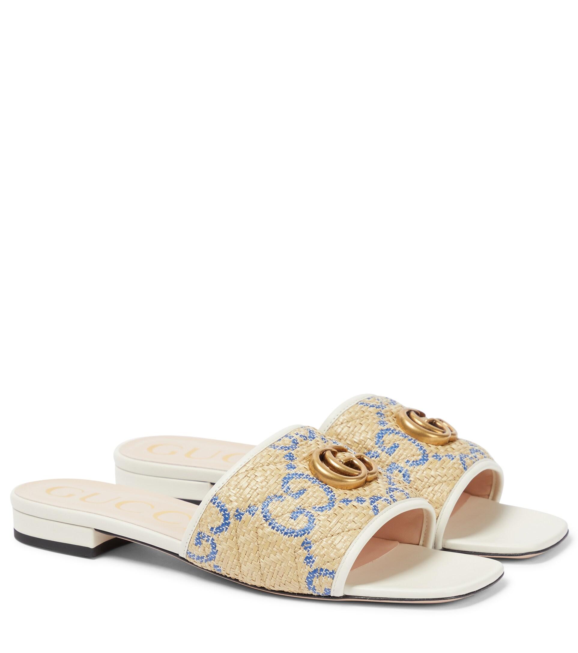Gucci GG Raffia effect Slides Lyst