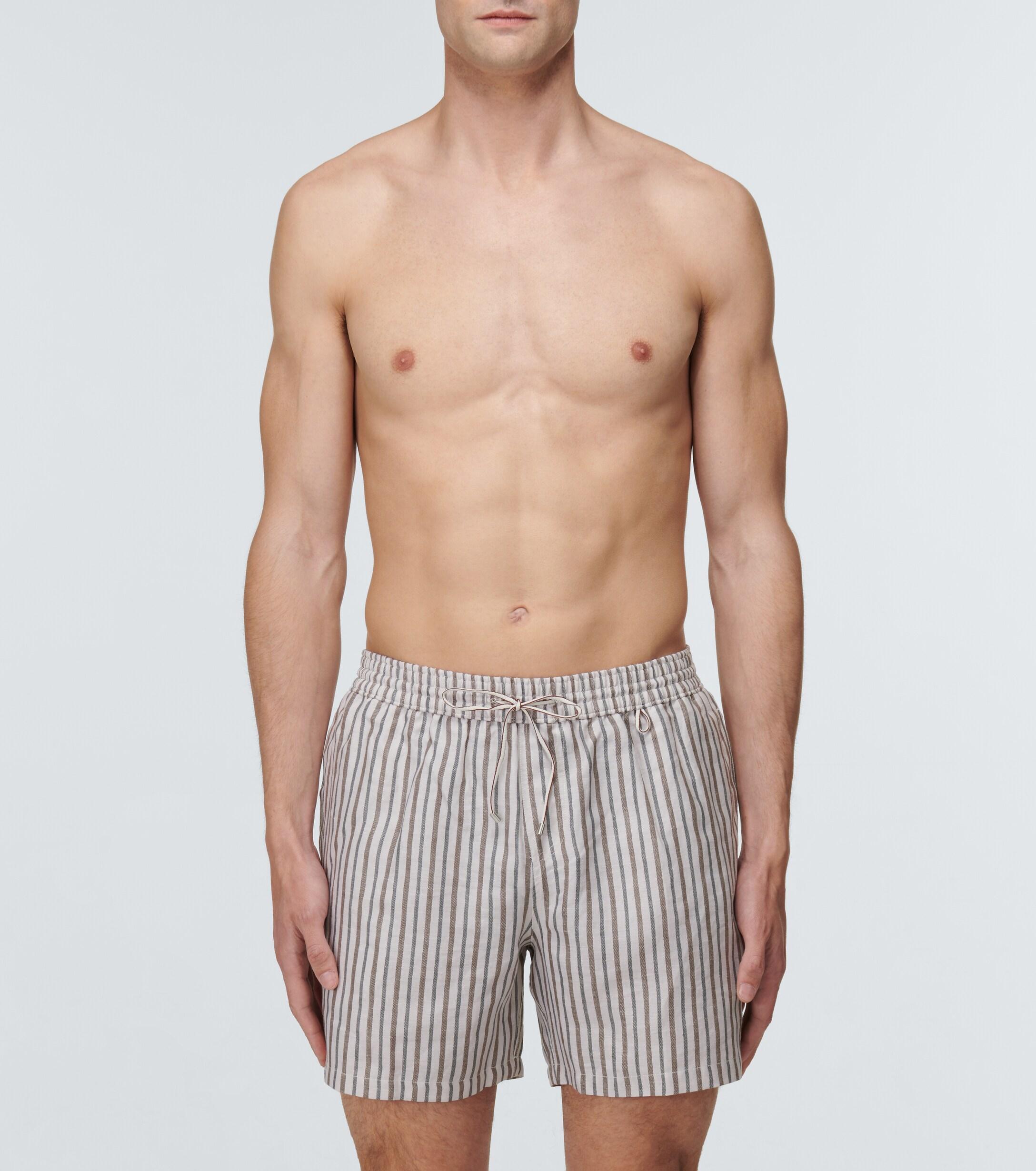 Loro Piana Bay Striped Linen Swim Shorts in Blue for Men | Lyst