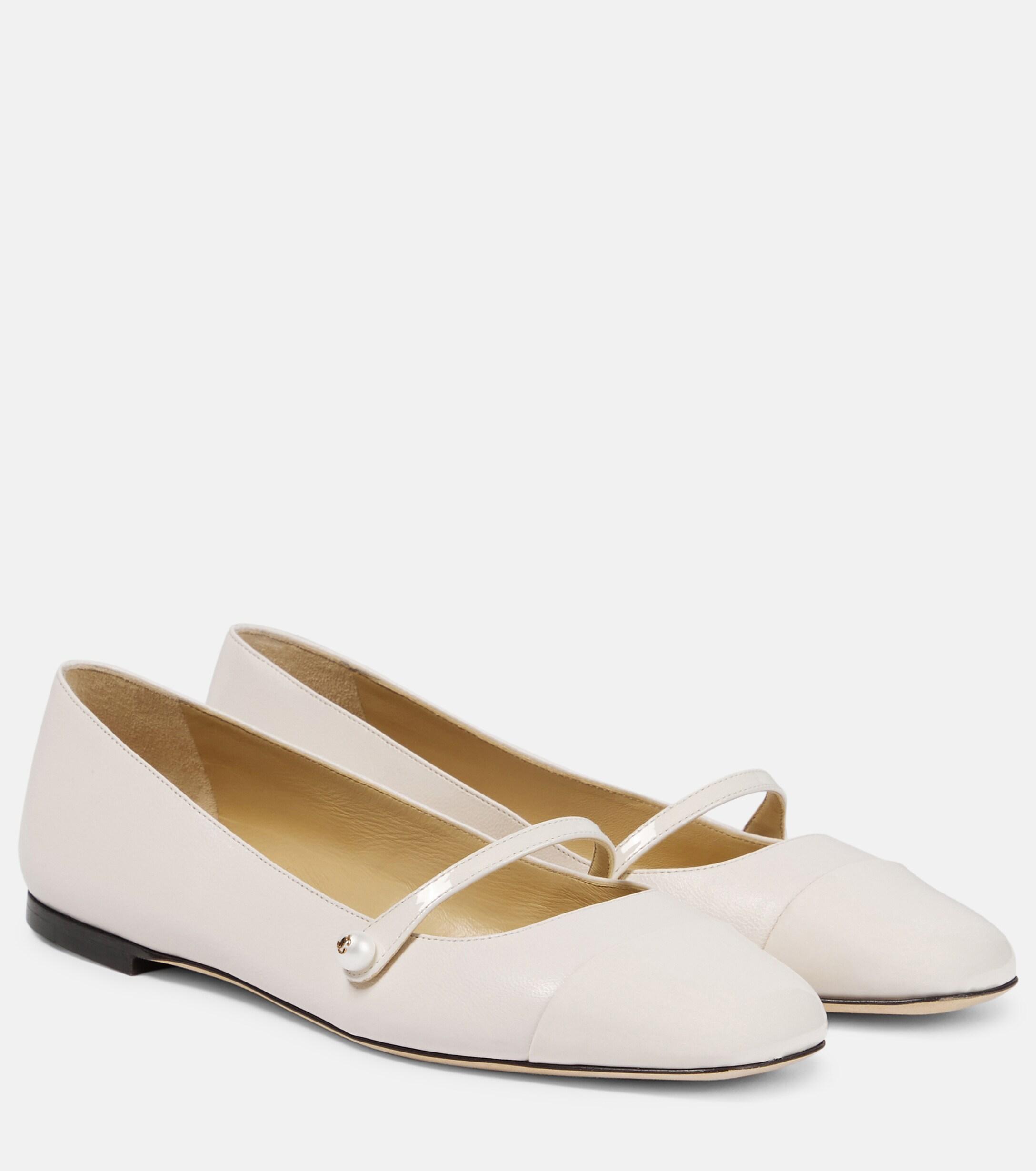 Jimmy Choo Elisa Embellished Leather Ballet Flats in White Lyst UK