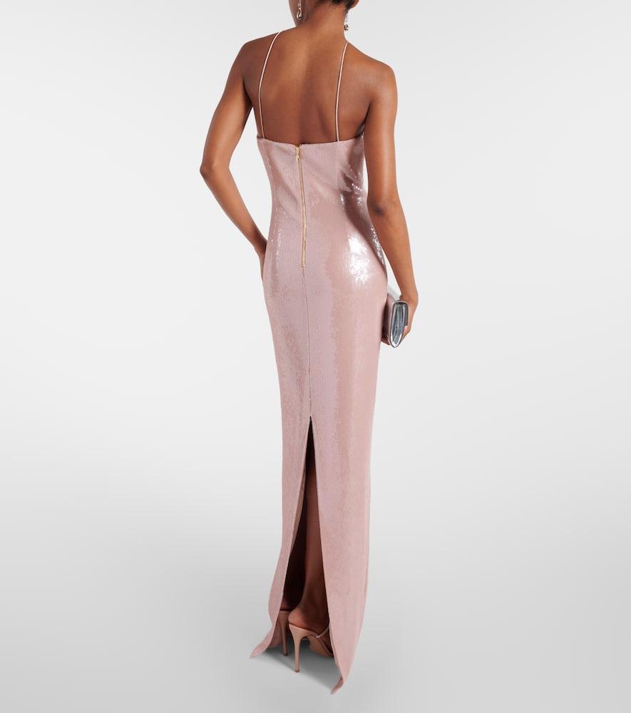 Rebecca Vallance Paige Floral-Applique Sequined Gown in