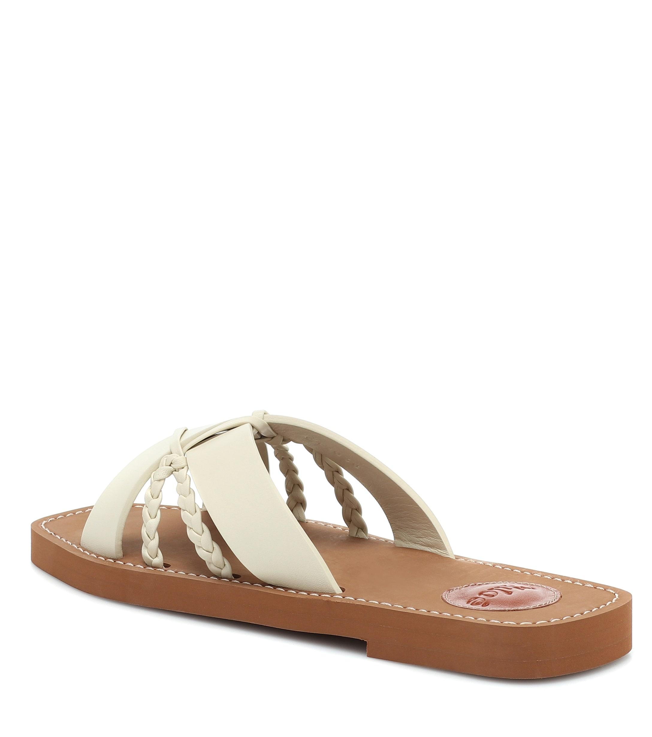 ChloÃ© Woody Leather Sandals in White - Lyst