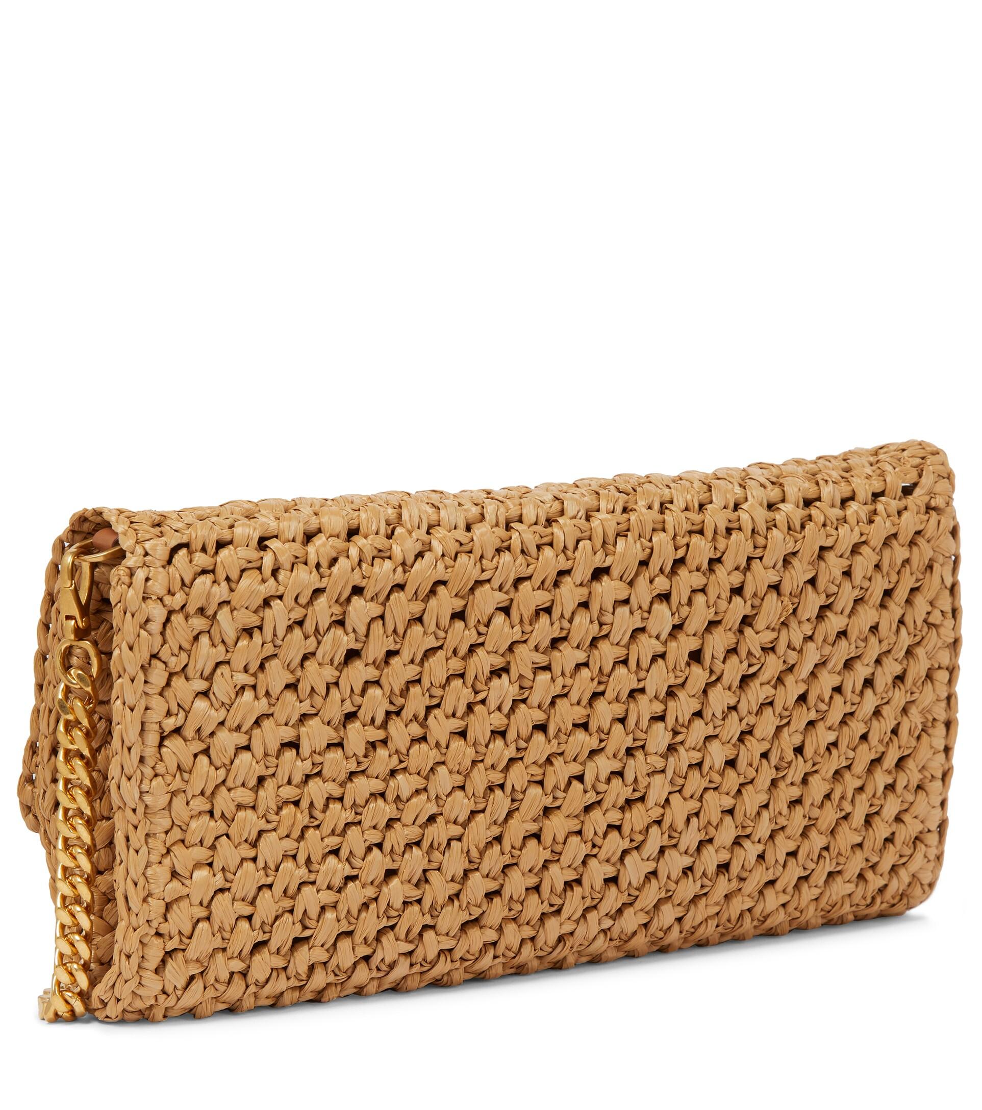 Tod's Clutch Bag In Raffia Mini In Brown