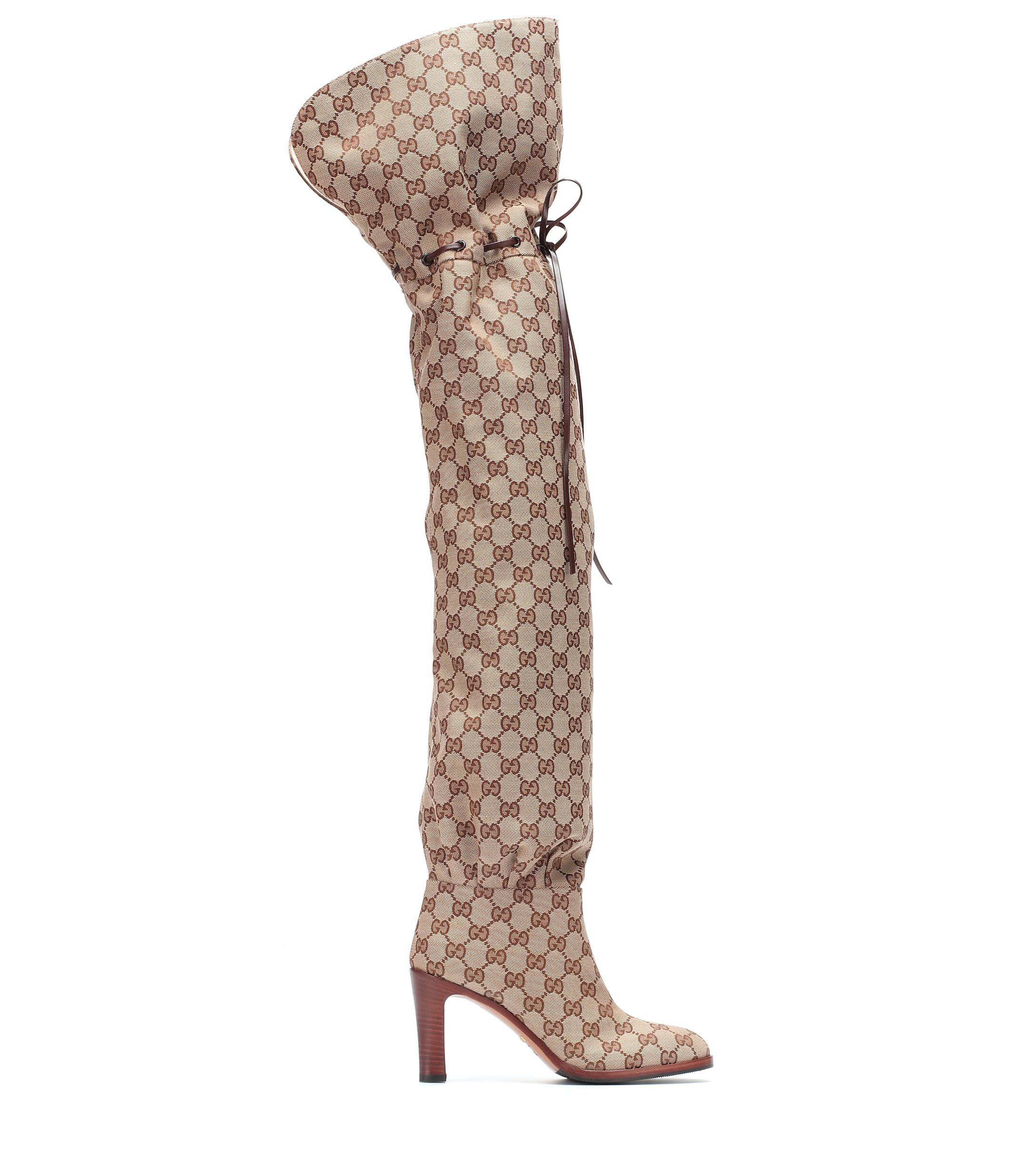 Gucci Canvas Original GG Over-the-knee Boots in Brown - Lyst