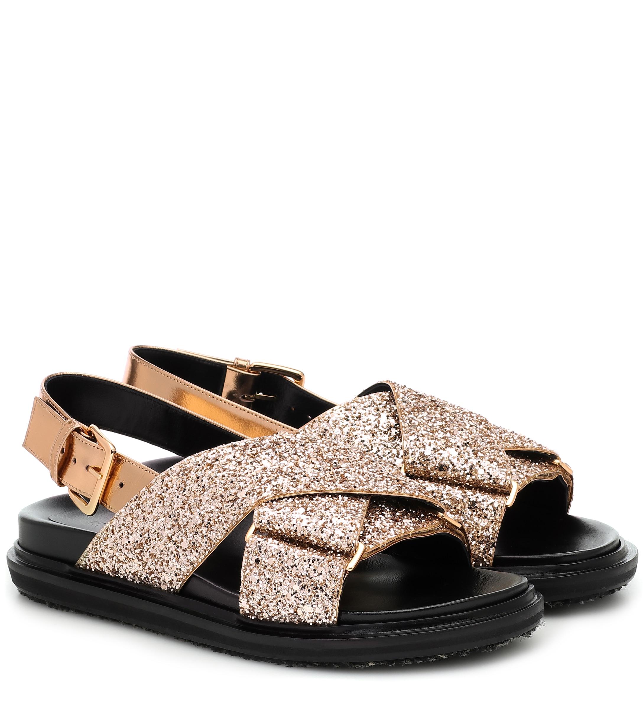 Marni Fussbett Glitter Sandals in Metallic | Lyst