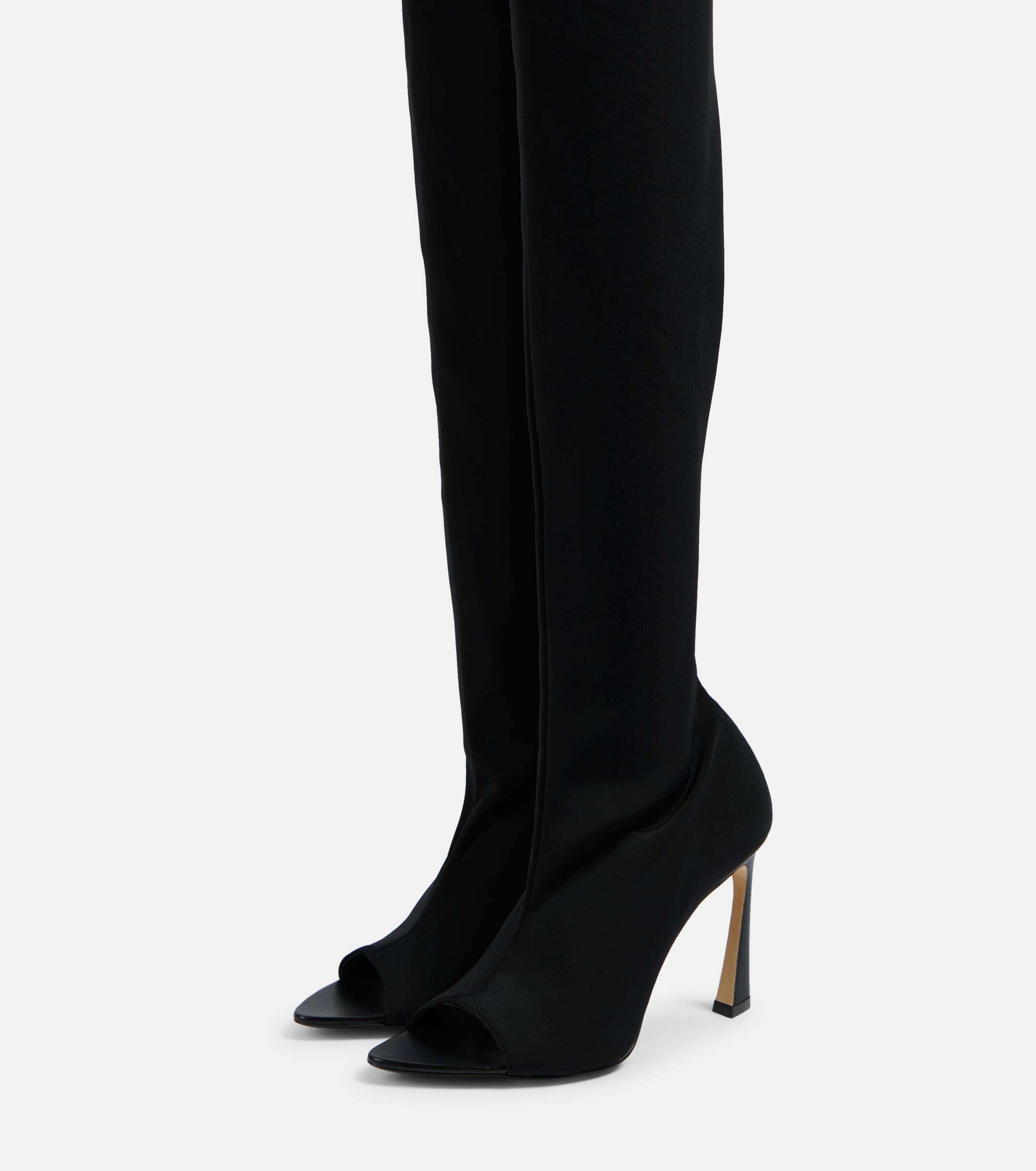 Black over the knee boots open toe 2025