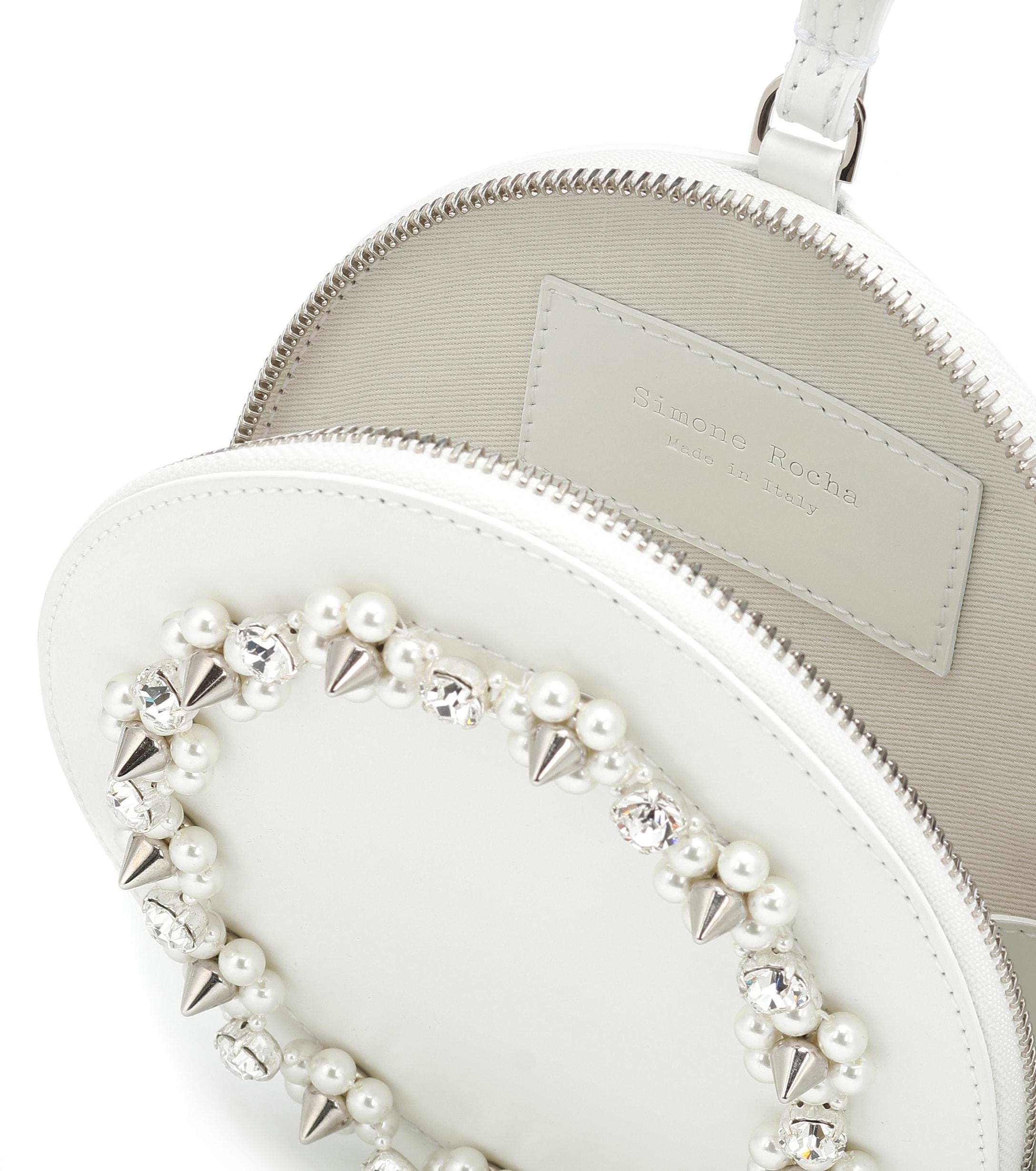 Simone Rocha Embellished Leather Clutch in White - Lyst